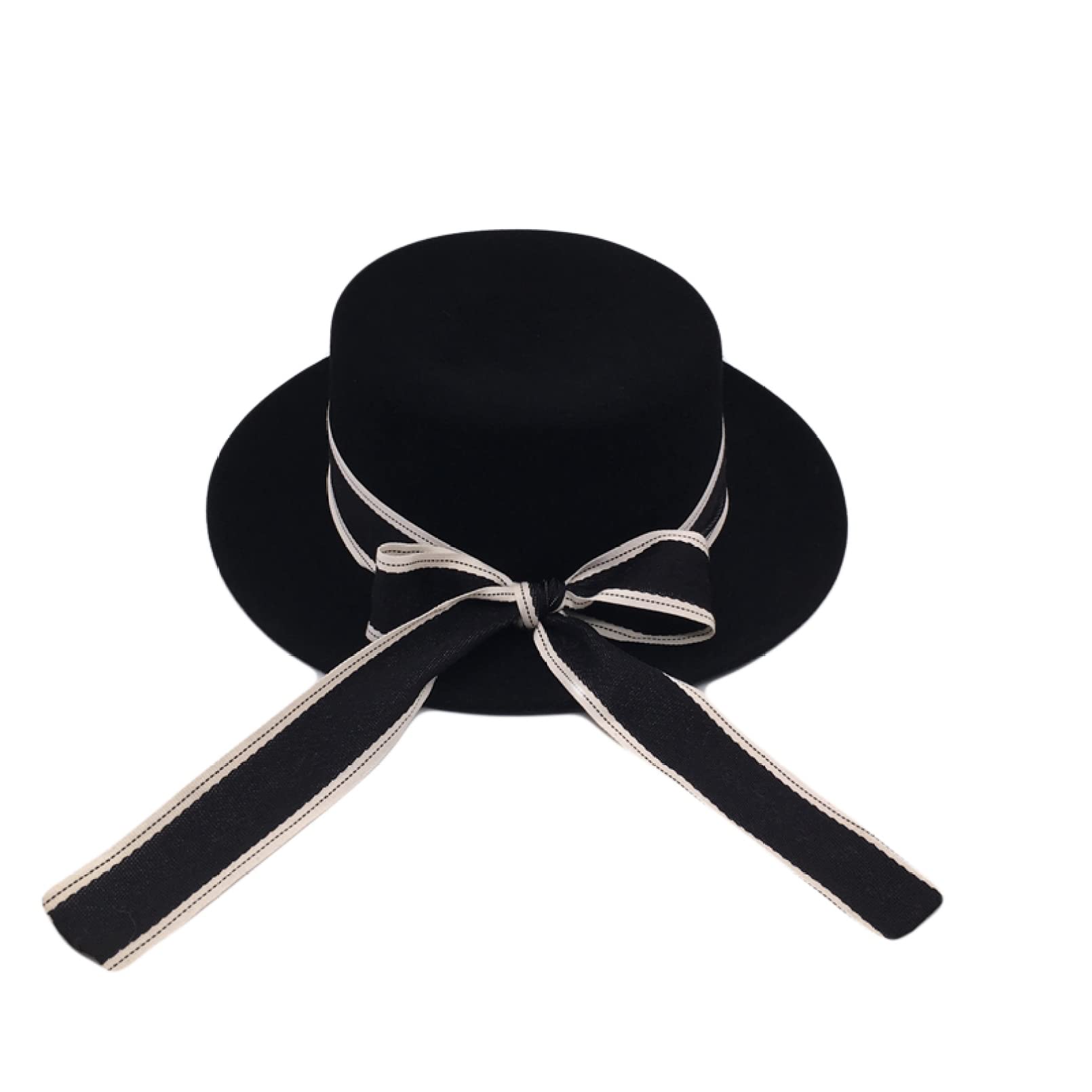 Stylish Women's Wool Fedora Hat - Classic Flat Top Felt Hat with Ribbon Trim | Warm Winter Fashion Accessory for Retro & Vintage Outfits | Perfect for Office, Parties & Travel