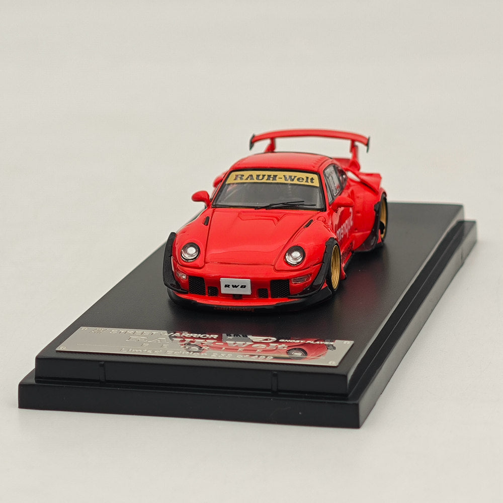 1/64 Scale RWB Porsche 993 GT RAUH Welt Diecast Model Car - Red Short Wing Limited Edition Collectible for Display & Racing Enthusiasts