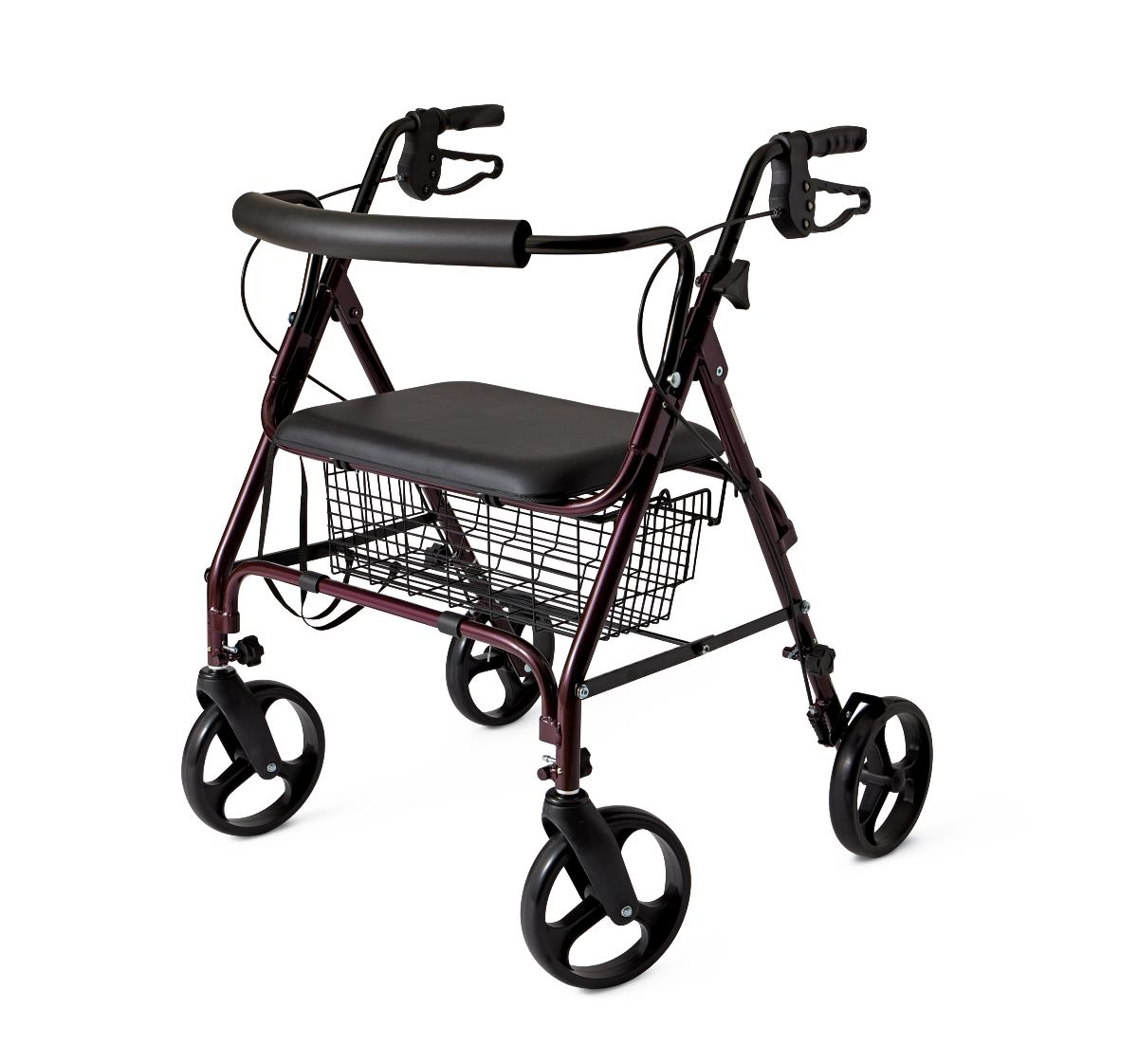 Guardian Bariatric Rollator Walker with Seat - Heavy Duty Mobility Aid for Adults, 500 lbs Weight Capacity - Foldable & Adjustable for Home, Outdoor, and Travel Use