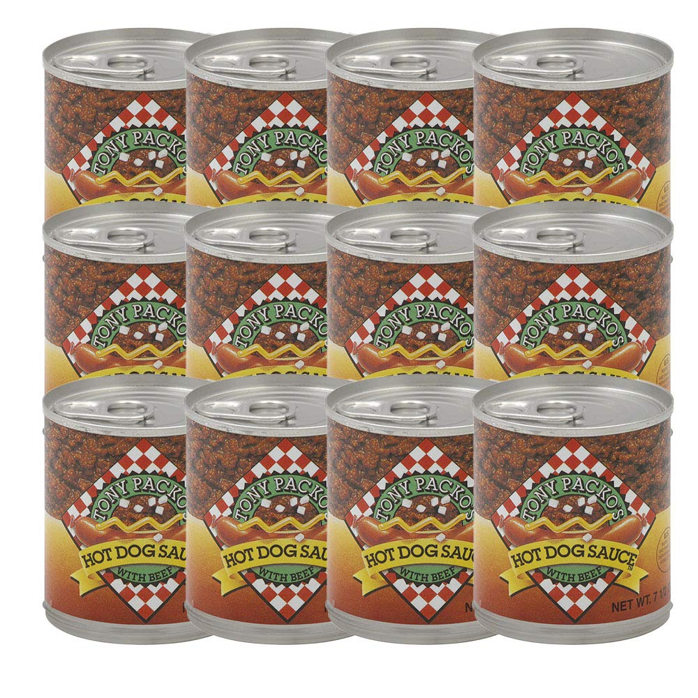 Tony Packo's Original Hot Dog Chili Sauce with Beef - 7.5oz (Pack of 12) | Premium Hot Dog Topping for Grilling, BBQs & Game Day Parties