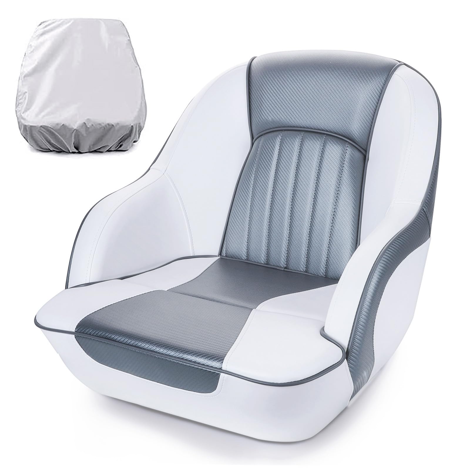 Premium Boat Captain's Bucket Seat with Removable Cover - Heavy Duty Marine Grade for Fishing Boats, Yachts & Watercrafts - Comfortable & Durable Seating Solution for Long Hours on Water