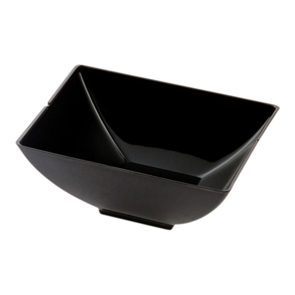 100-Pack 3 oz Rectangle Black Plastic Small Architetto Bowls with 100 Silver Mini Spoons - Perfect for Party Appetizers, Desserts, and Catering Events