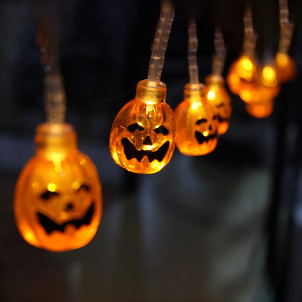 KINGBOO Halloween Decorations - Battery Operated LED Pumpkin String Lights for Halloween Party Decor, Outdoor & Indoor Hanging Lights - Perfect for Porch, Yard, and Halloween Night Party Decorations