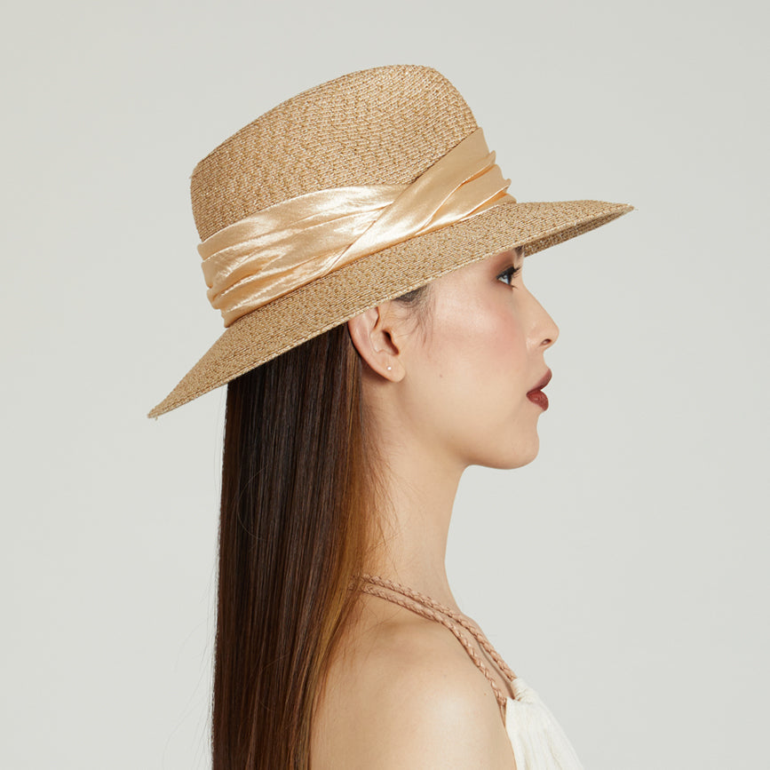 Courtney Toyo Packable Fedora Hat - Lightweight Travel Sun Hat for Women, Foldable Summer Beach Hat with UPF 50+ Sun Protection - Perfect for Vacations, Outdoor Adventures & Fashion Accessories