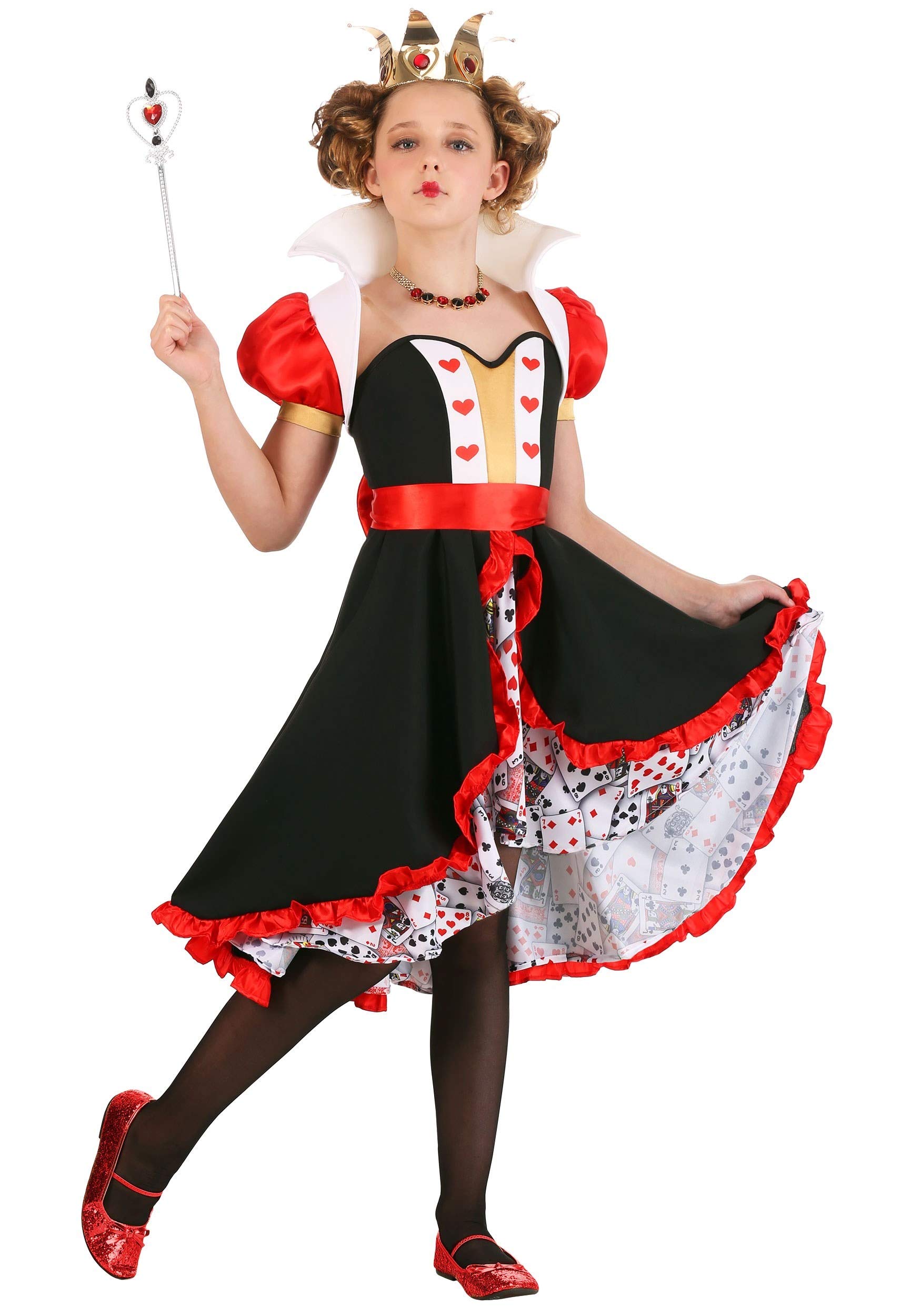 Frilly Queen of Hearts Costume for Girls | Kids Queen of Hearts Outfit | Halloween Dress Up, Cosplay & Themed Party Costume