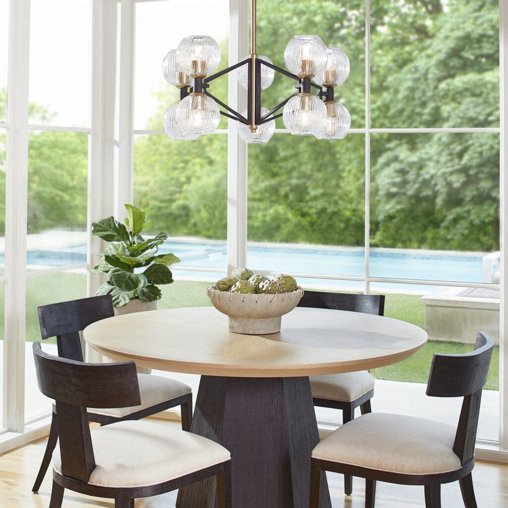 Cyan Design 10965 Helios Small Black & Aged Brass Chandelier - Modern Lighting Fixture for Dining Room, Bedroom, or Entryway
