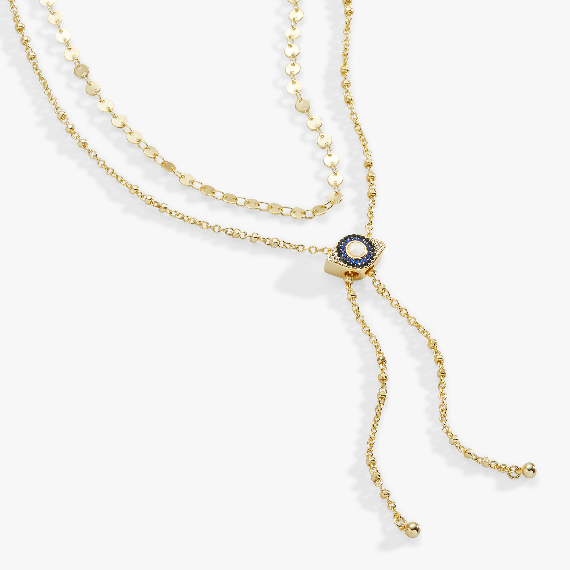 Evil Eye Layered Bolo Necklace for Women - Protection Jewelry with Blue Beads & Adjustable Cord - Perfect for Everyday Wear, Gifts & Spiritual Healing