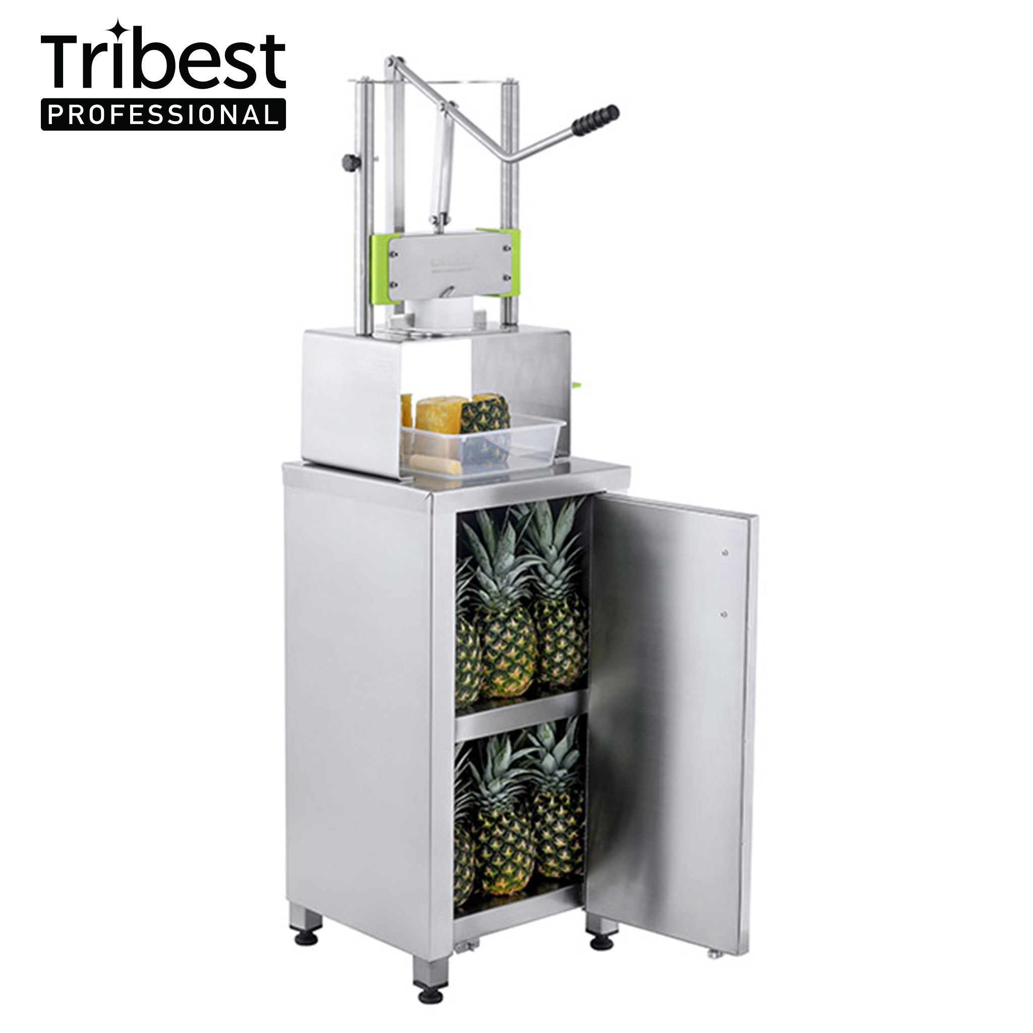 Cancan® Pineapple Peeler Stand with Shelf - Easy Pineapple Coring & Slicing Tool for Fresh Fruit Preparation - Perfect for Home Kitchens, Restaurants, and Tropical Fruit Bars
