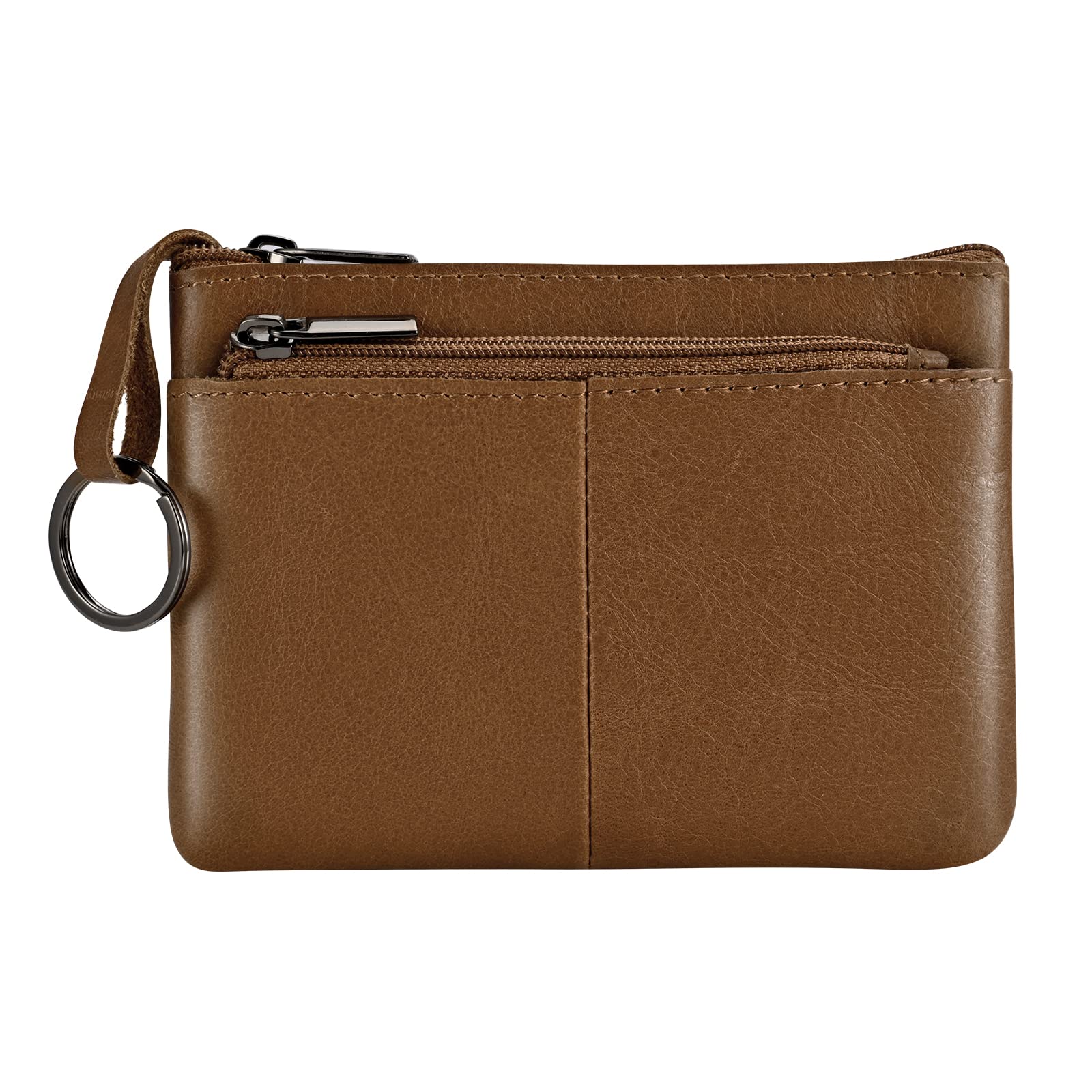 Genuine Brown Leather Wallet for Men & Women - Slim RFID Blocking Card Holder with 3 Zippers, Coin Pocket & Key Organizer - Ideal for Travel, Business, Everyday Carry (EDC) & Minimalist Lifestyle
