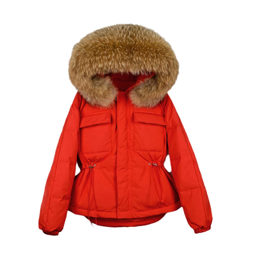 Women's Fur Hooded Winter Down Coat - 90% Duck Down Puffer Jacket, Waterproof & Windproof Parka for Cold Weather | Perfect for Snowboarding, Skiing & Outdoor Activities