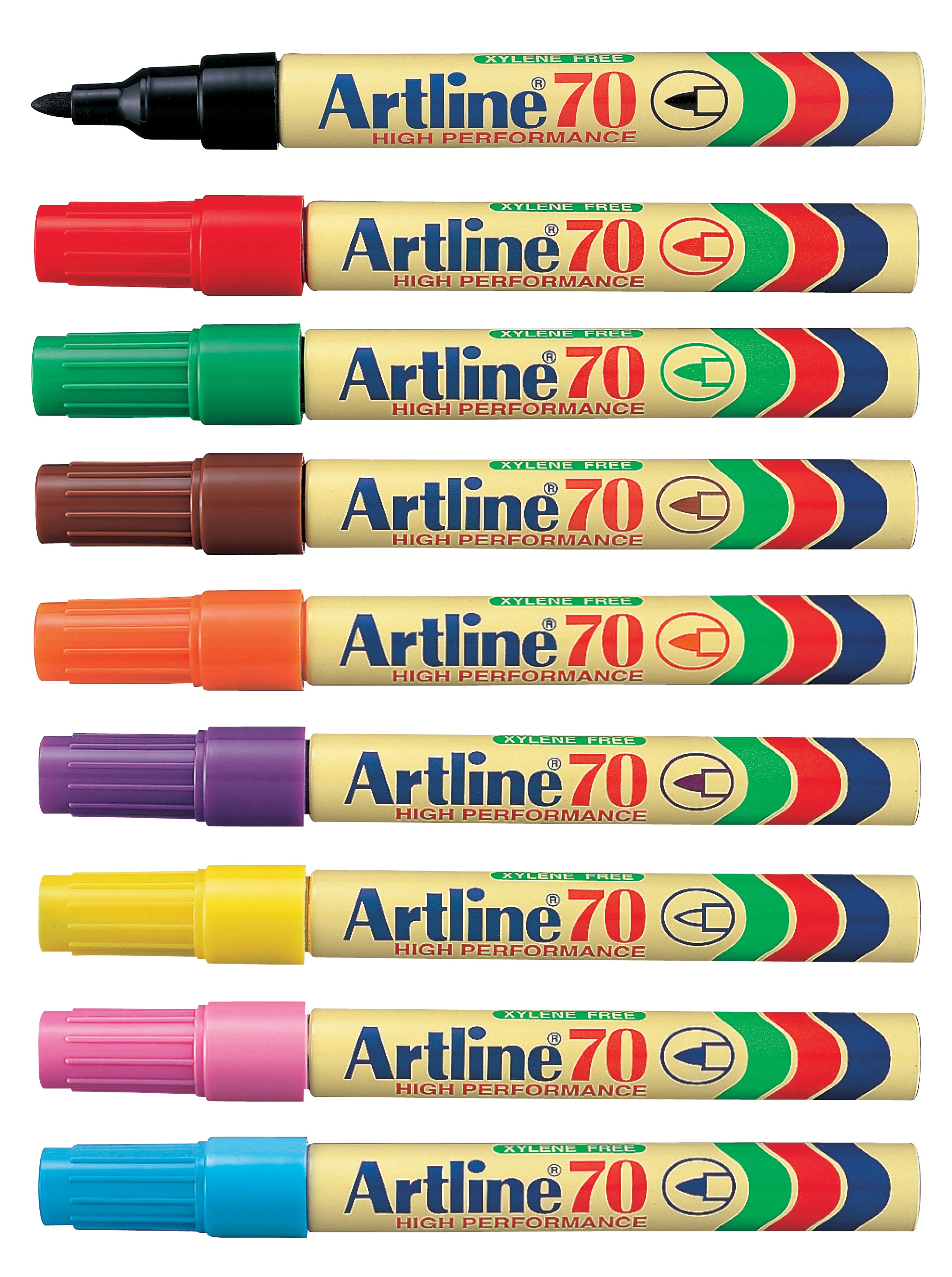 Artline 70 Permanent Markers - Bullet Tip, Assorted 12 Colors Pack - Ideal for Office, School, Art Projects & DIY Crafts