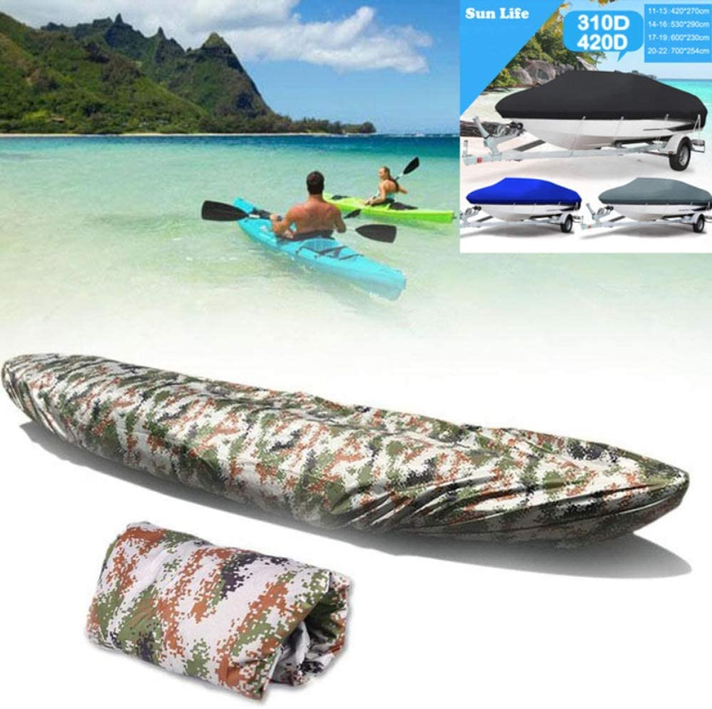 Waterproof & UV Resistant Kayak Canoe Cover - Outdoor Storage Protection for Fishing Boat, Paddle Board (Camouflage, 10.2-11.5ft) | Perfect for Kayaking, Camping & Marine Equipment Storage