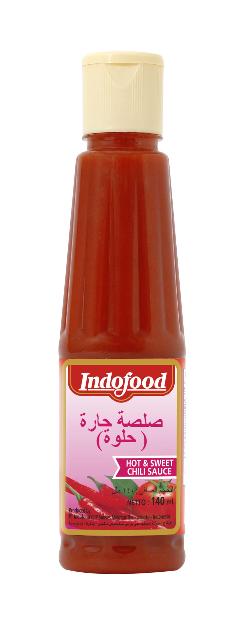 Indofood Sambal Pedas Manis Sweet Hot Chili Sauce - 140ml Indonesian Spicy Condiment for Noodles, Rice & Grilled Meals