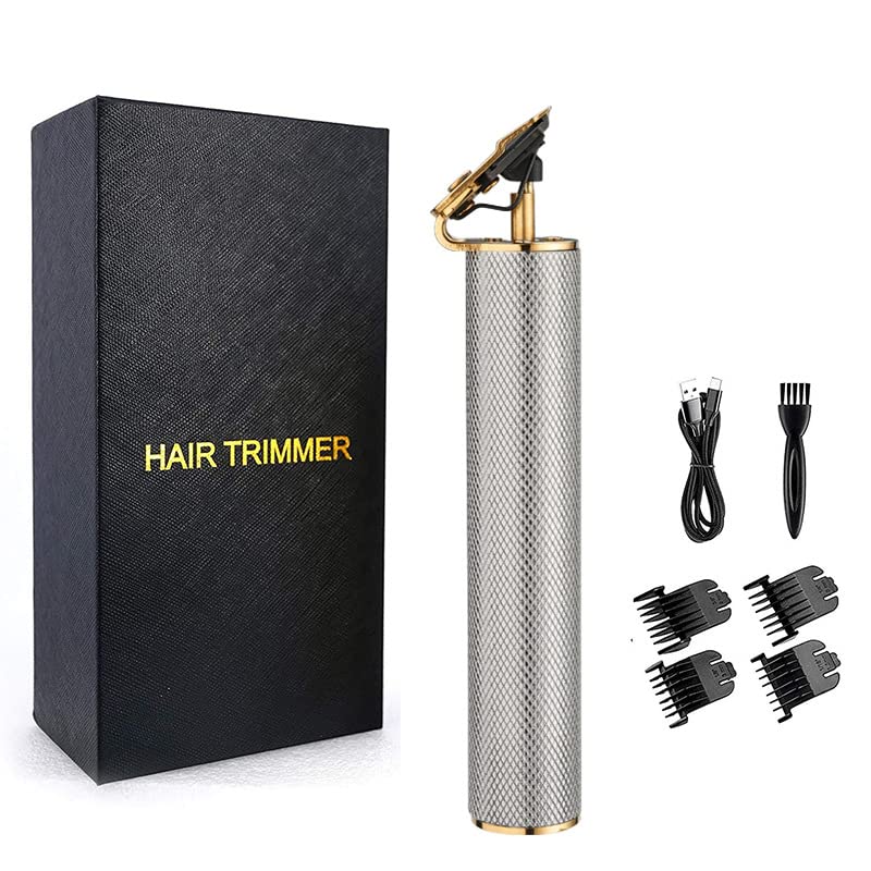 Professional USB Rechargeable Hair Clippers for Men - Electric Hair Trimmer & Shaver with Silver Finish | Perfect for Home Barbering, Grooming, and Travel Use