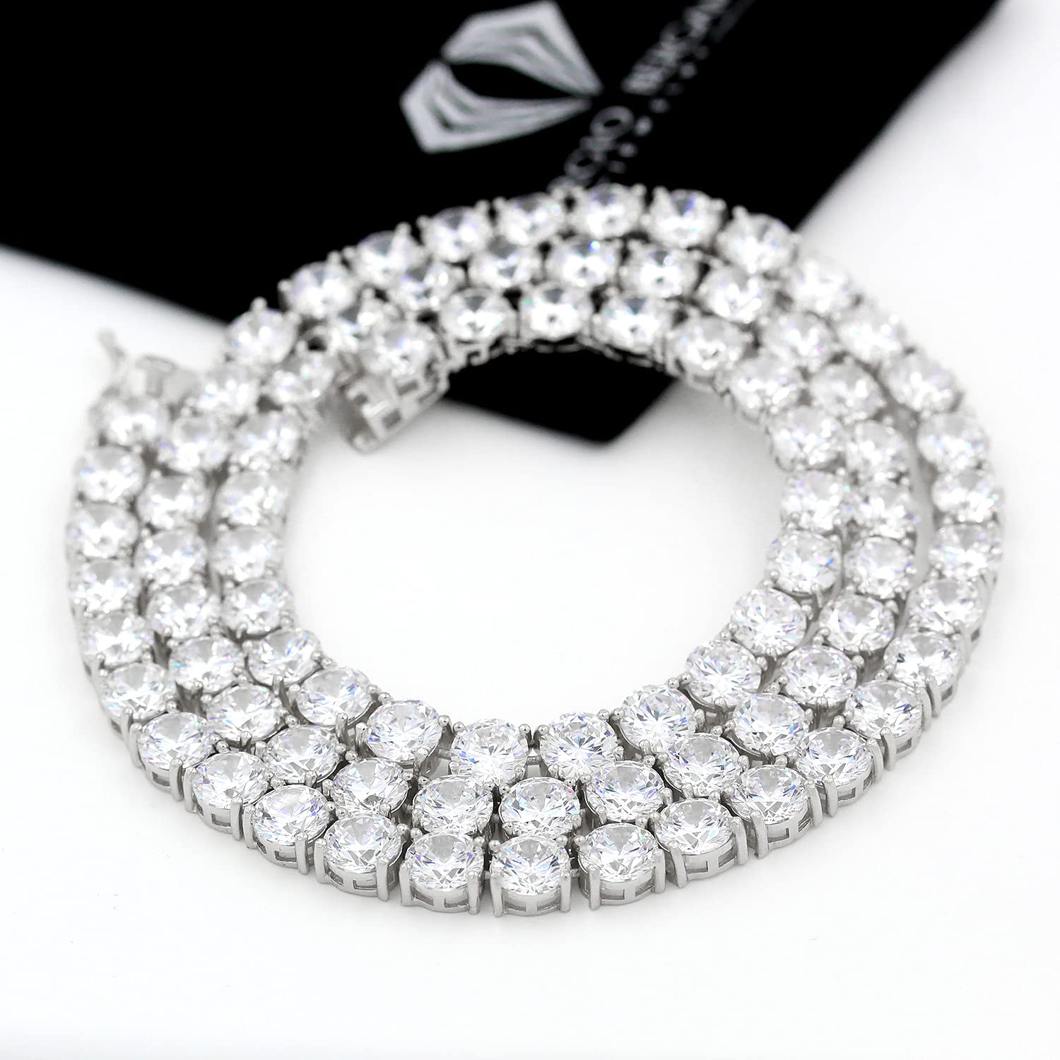 Giorgio Bergamo 925 Sterling Silver 2mm-7mm Tennis Necklace & Bracelet Set | Iced Out Round Cut CZ Cubic Zirconia Rhodium Plated Link Chain Jewelry | Perfect for Weddings, Parties & Special Occasions