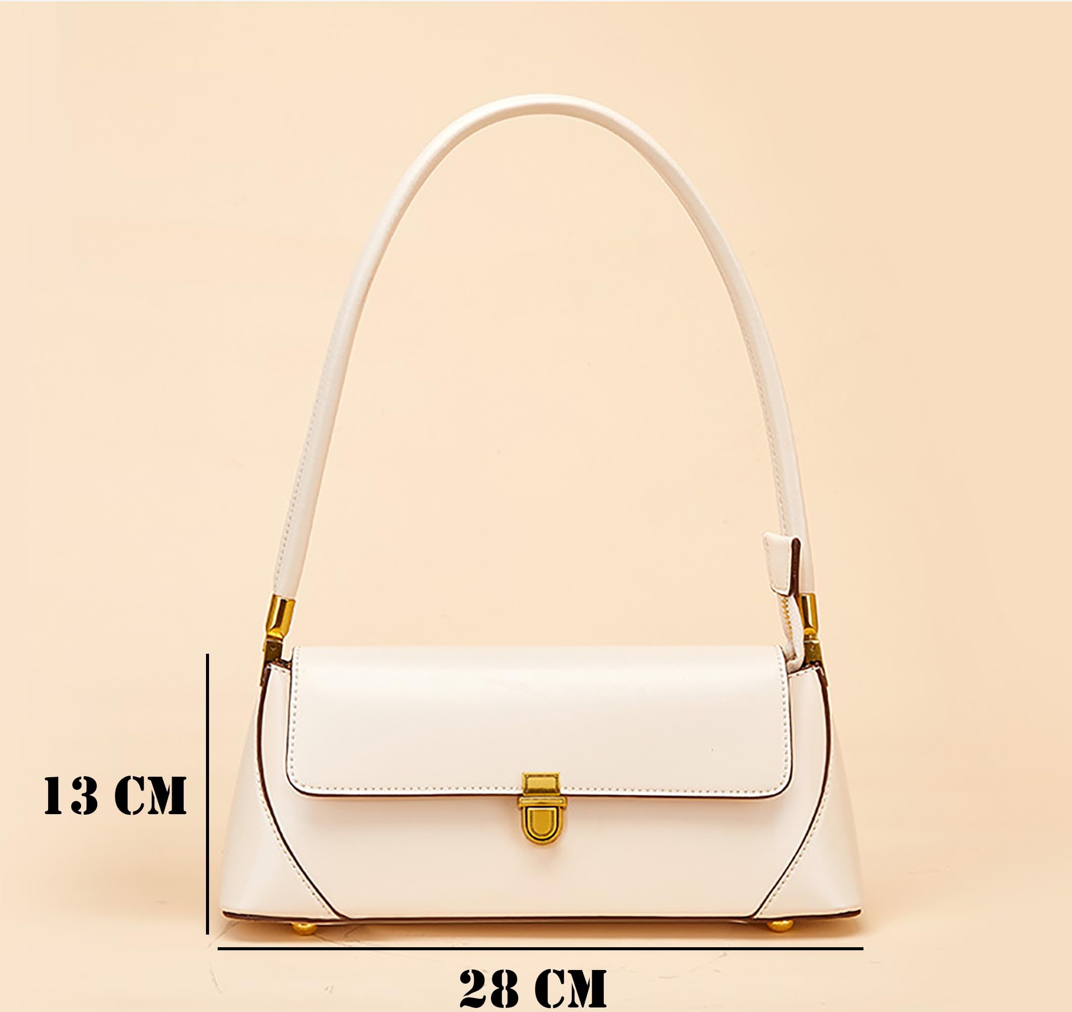 SIBY Women's Leather Clutch Bag - Vintage Retro Shoulder Purse with Wide Adjustable Strap & Metal Lock, Elegant Tote Handbag for Girls & Women | Perfect for Parties, Weddings, Date Nights & Daily Use