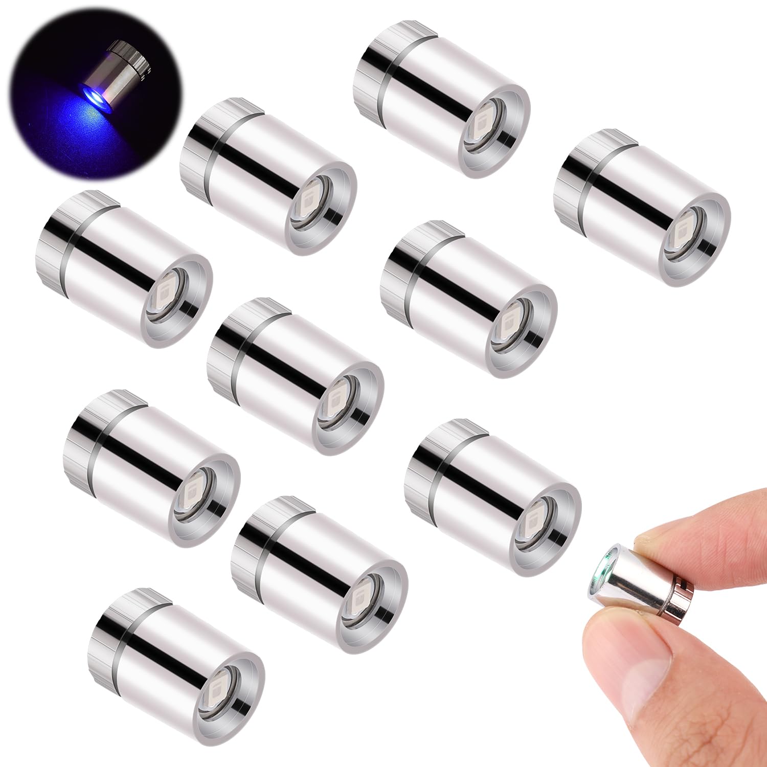 10pcs Mini LED Lights for Dollhouse - Silver Plastic Battery Included - Electric Lights for Paper Lanterns, Party Decorations & DIY Crafts - Dollhouse Accessories (Blue Light) - Perfect for Home Decor, Birthday Parties & Holiday Displays