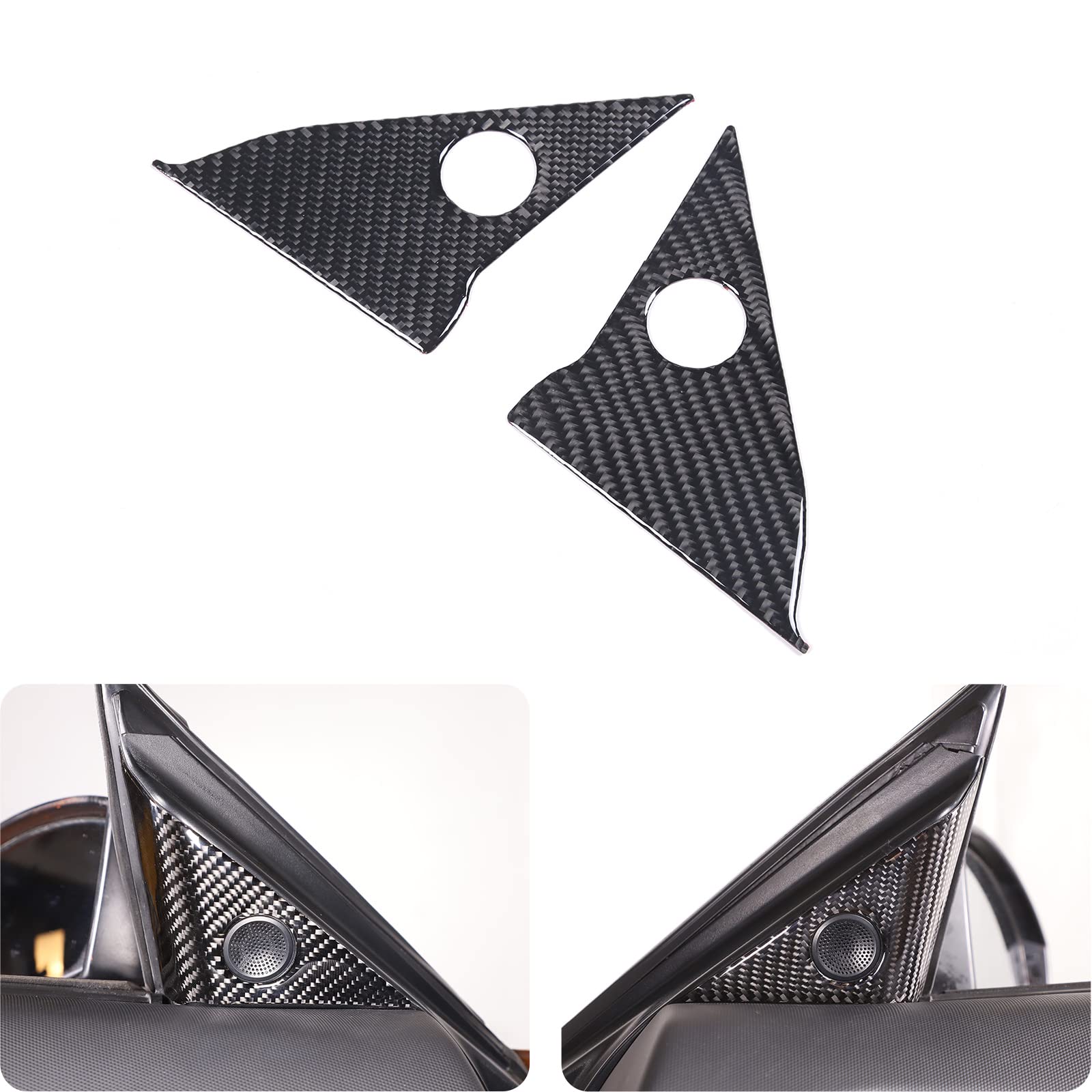 Premium Soft Carbon Fiber Car Door A-Pillar Speaker Panel Trim Sticker for Nissan 350Z 2003-2006 - Black Front Door Triangle Speaker Frame Cover Accessories | Enhances Interior Style & Protects A-Pillar Area