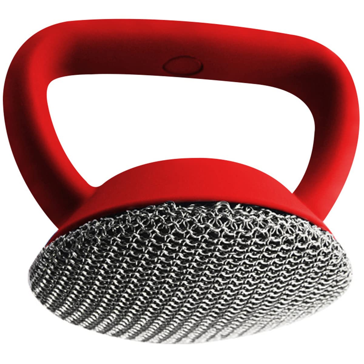 Premium 316 Stainless Steel Cast Iron Scrubber with Ergonomic Handle - Heavy Duty Chainmail Scrubber for Pots, Pans, Bakeware & Grill Cleaning - Rustproof Steel Wool Alternative for Kitchen & Outdoor Cooking