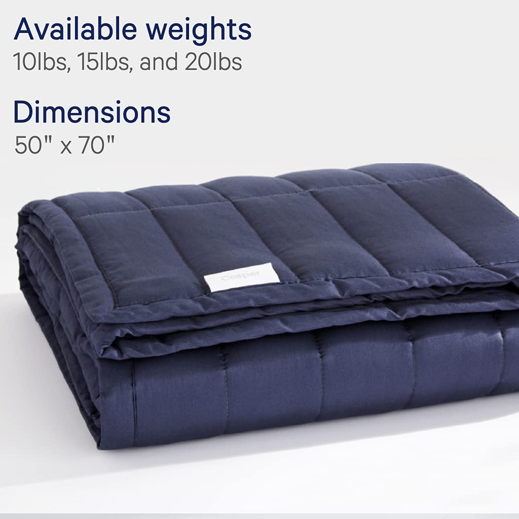 Casper Sleep Weighted Blanket 10 lbs - Premium Indigo Blue Gravity Blanket for Adults - Anxiety Relief & Deep Sleep - Perfect for Stress Relief, Insomnia, and Relaxation at Home or Travel