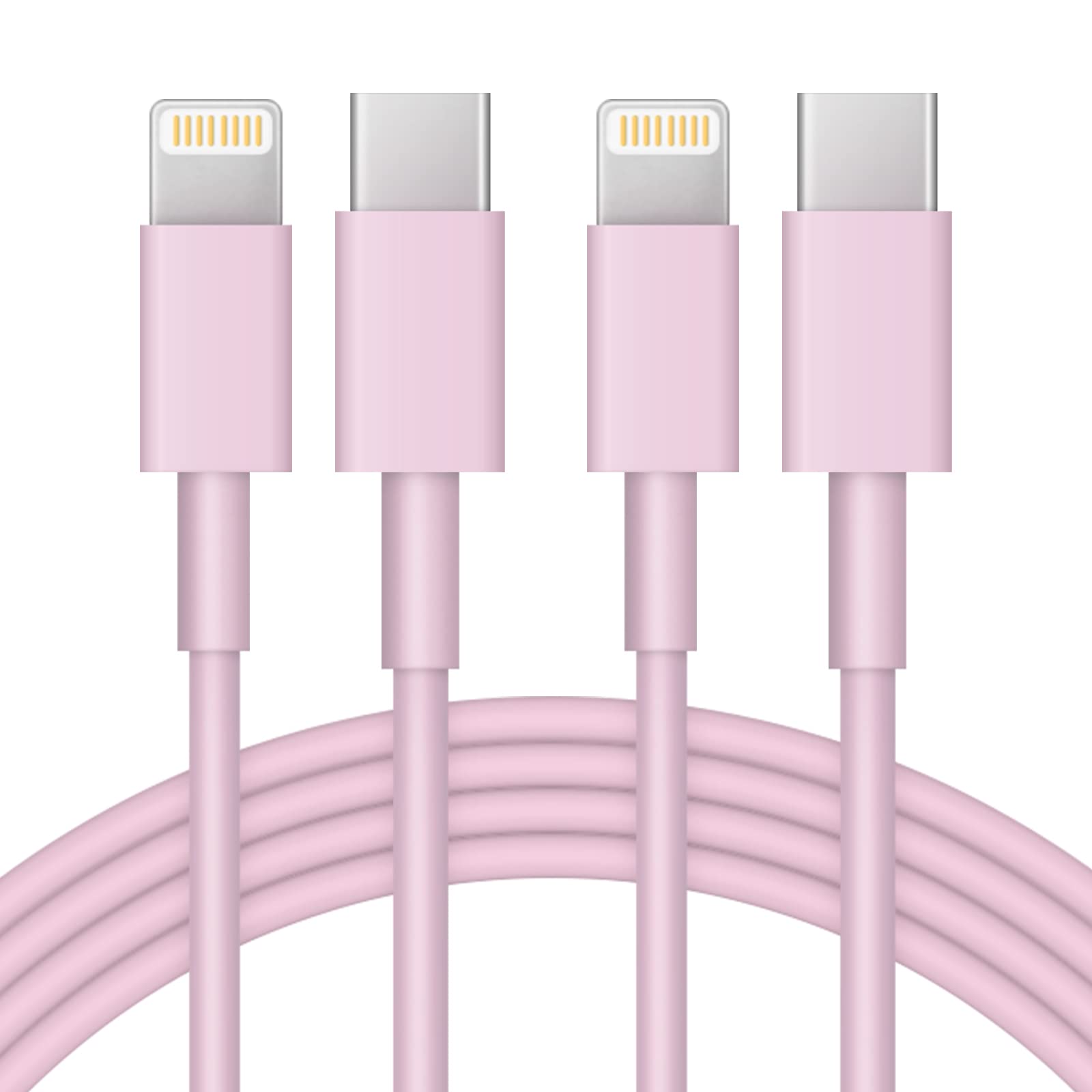 MFi Certified USB C to Lightning Cable 6ft 2-Pack - Fast Charging Cord Compatible with iPhone 14/13/12/11/SE/XS/XR/X, iPad Air/Mini, iPod & AirPods - Perfect for Home, Office & Travel Charging