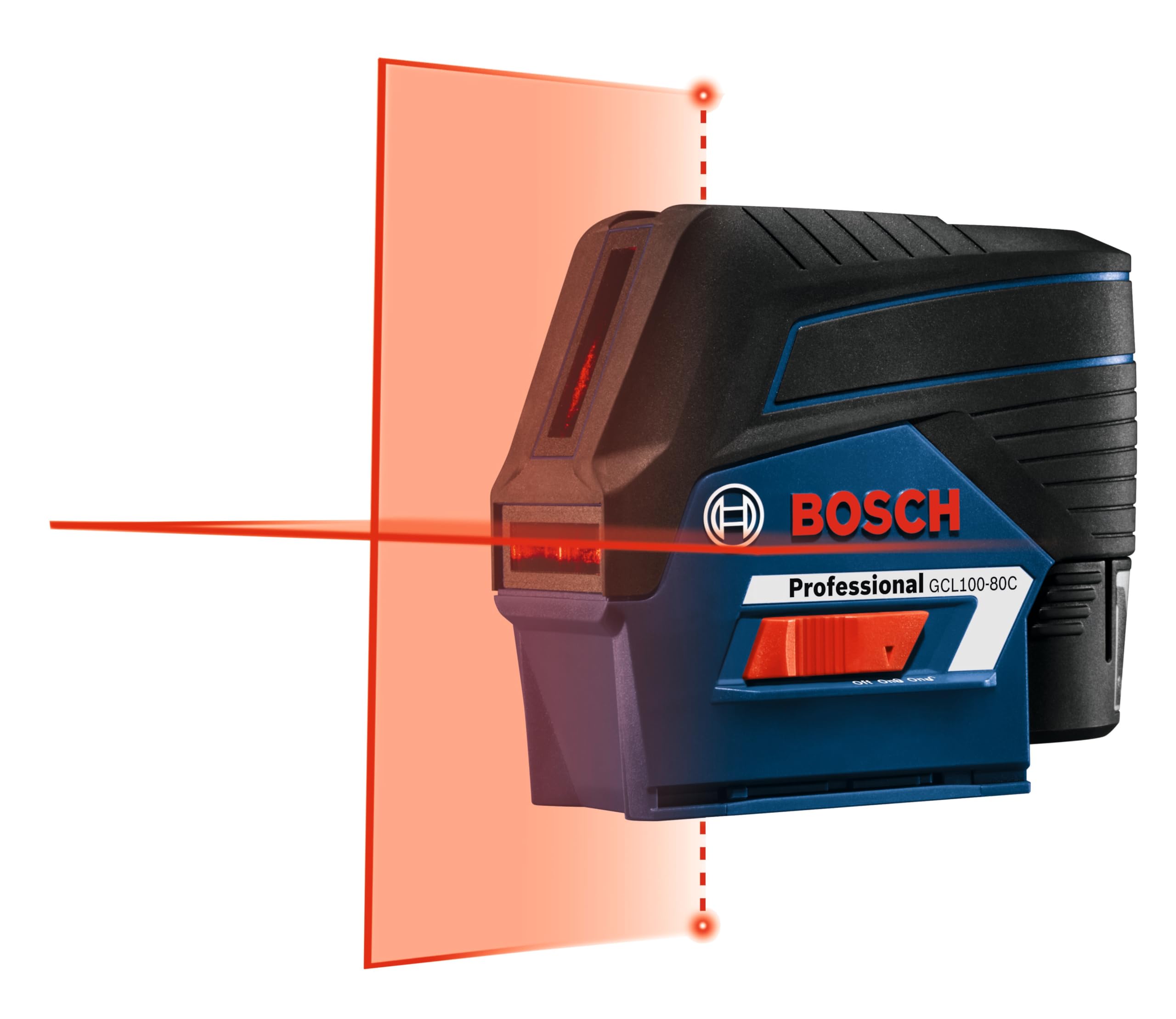BOSCH GCL100-80C 12V Max 100 Ft Cross-Line Laser Level with Magnetic Rotating Mount | Includes 2.0Ah Lithium-Ion Battery, Charger & Hard Case | Perfect for Construction, Remodeling & DIY Projects