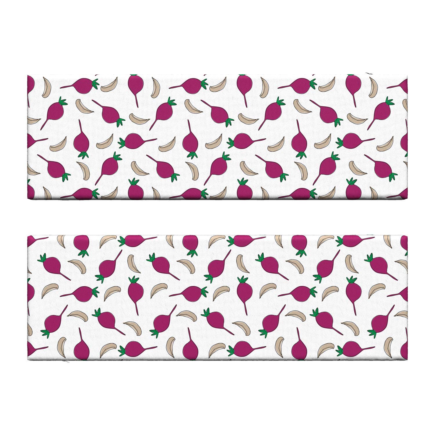 Ambesonne 2-Piece Vegetables Bench Cushion Set - Cartoon Garlic & Beet Design, 45