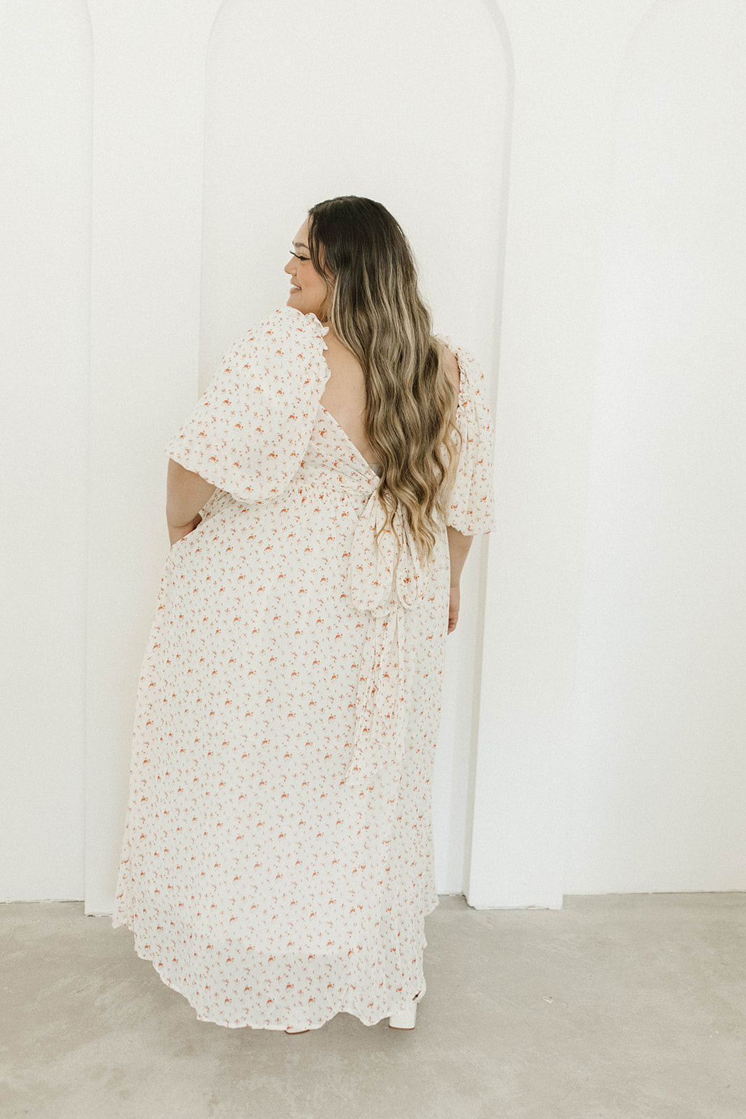 Melody Maxi Dress with Pleats & Bow Detail - Ivory Floral Print Maternity Dress | Bump Friendly & Inclusive Sizing (S-3XL) | Perfect for Weddings, Baby Showers & Summer Events