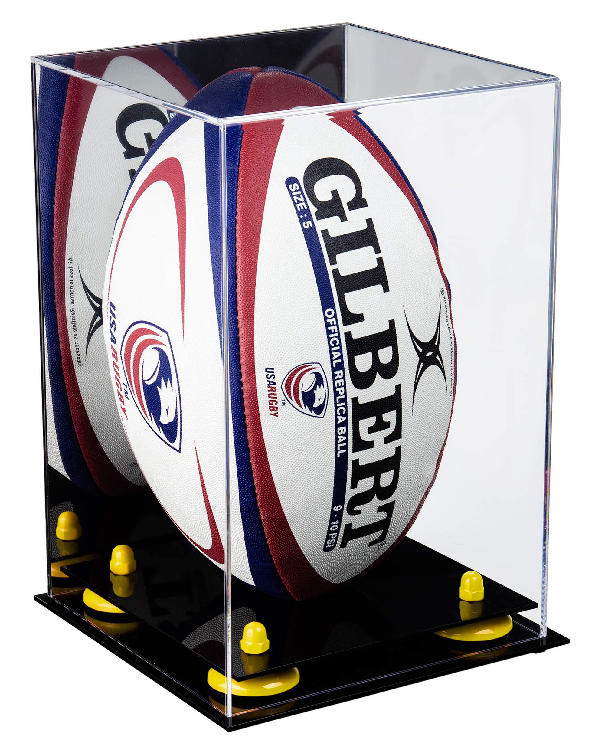 Premium Acrylic Rugby Ball Display Case - Clear Protective Showcase for Collectibles & Memorabilia - Perfect for Home Decor, Sports Trophies, and Fan Cave Displays
