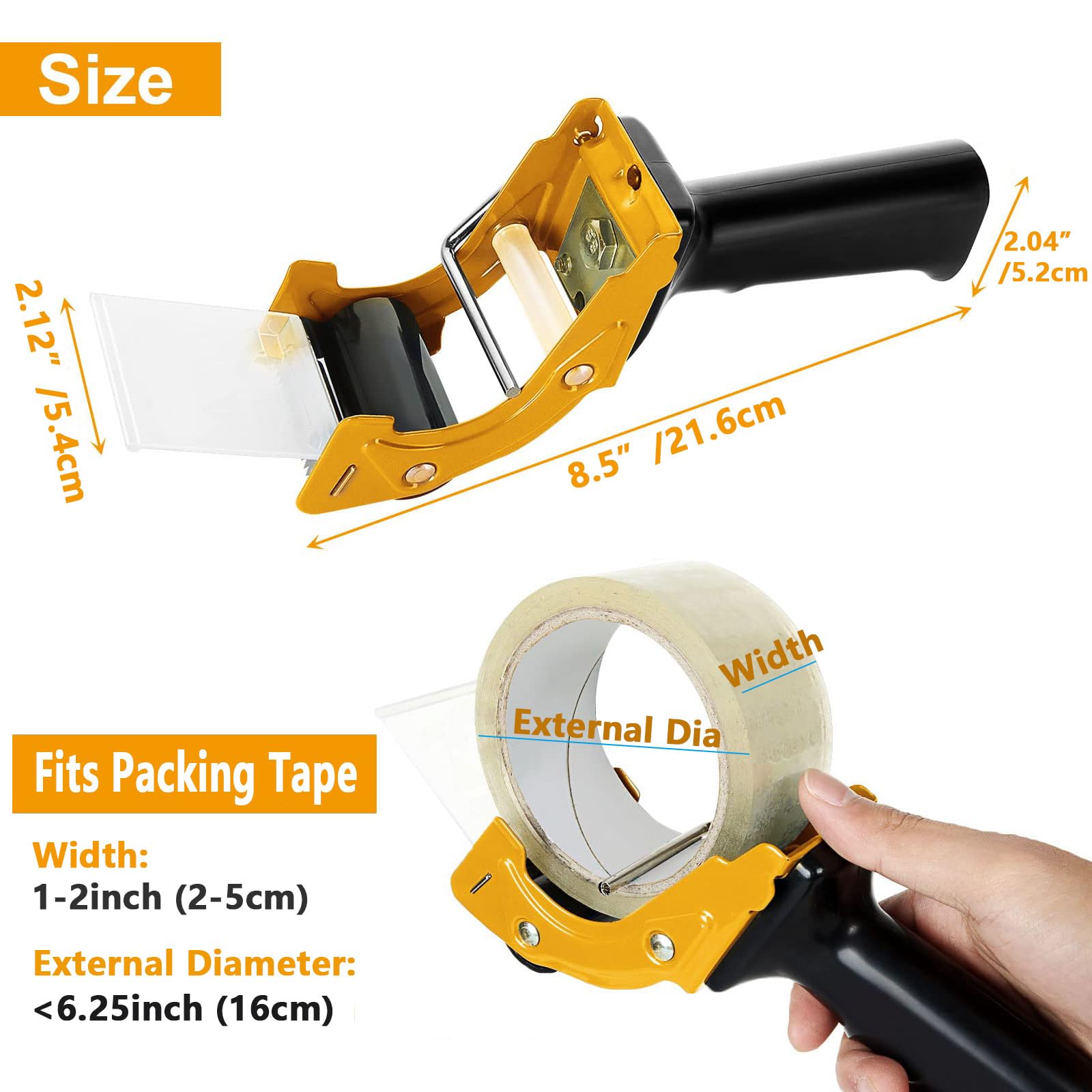 Acrux7 2-Pack Heavy Duty 2 Inch Packing Tape Gun with Ergonomic Grip - Handheld Tape Dispenser for Carton Packaging, Box Sealing & Shipping Supplies | Perfect for Moving, Storage & Warehouse Use