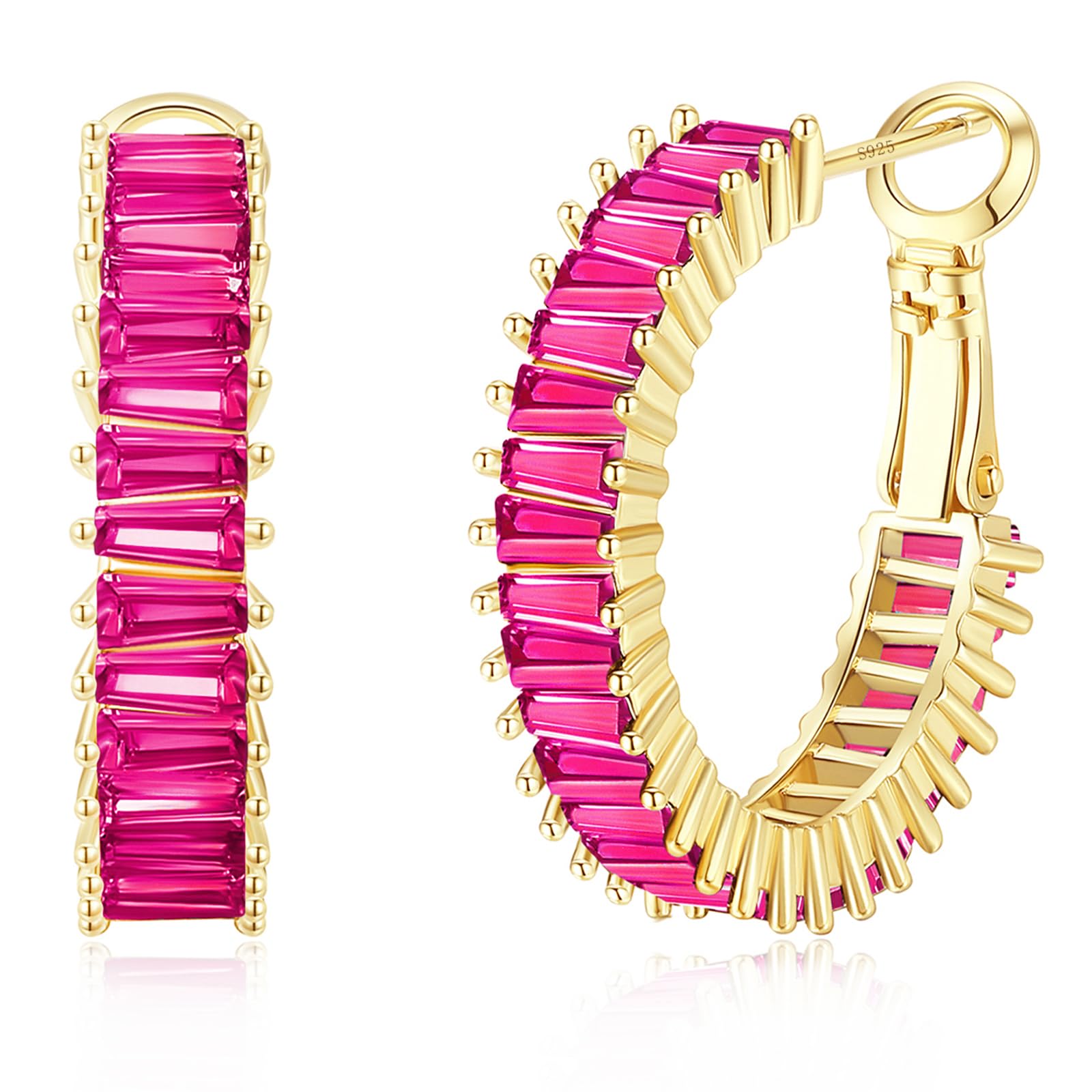 Trendy 14K Gold Plated CZ Hoop Earrings for Women - Lightweight Chunky Silver Hoops, Hypoallergenic Jewelry | Perfect for Parties, Weddings & Everyday Wear