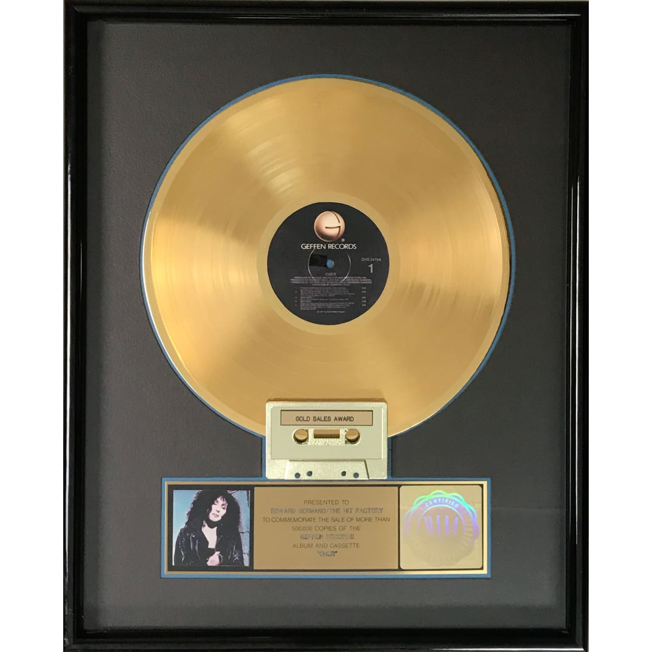 Cher (1987) RIAA Certified Gold Album Award - Perfect for Music Collectors & Cher Fans