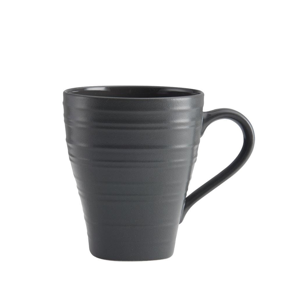 Premium 16-Piece Swirl Graphite Square Dinnerware Set - Service for 4 | Modern Stoneware Plates, Bowls & Mugs | Perfect for Everyday Dining, Dinner Parties & Gift Giving