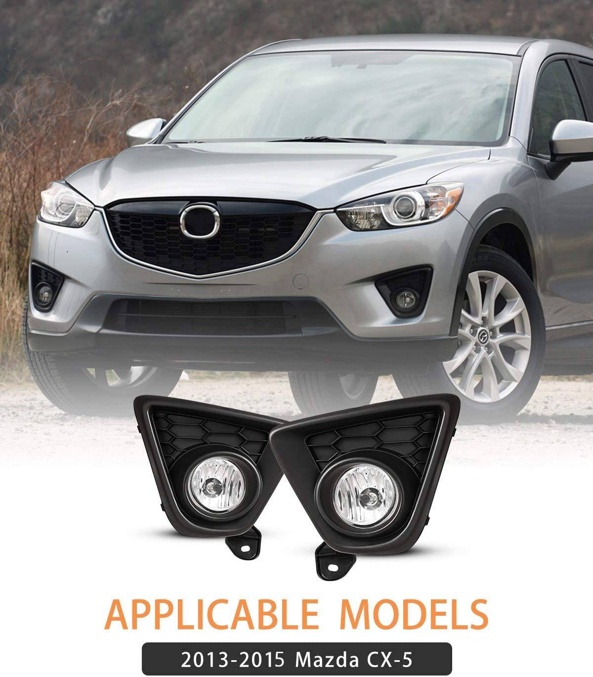 2013-2016 Mazda CX-5 OEM Style Fog Lights Kit - Durable Replacement Fog Lamps for Mazda CX5 Sedan - Perfect for Night Driving and Bad Weather Conditions