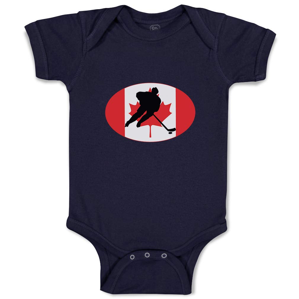 Custom Hockey Player Baby Bodysuit - Funny Canada Themed Cotton Onesie for Boys & Girls - Perfect for Game Day, Sports Parties & Family Photos