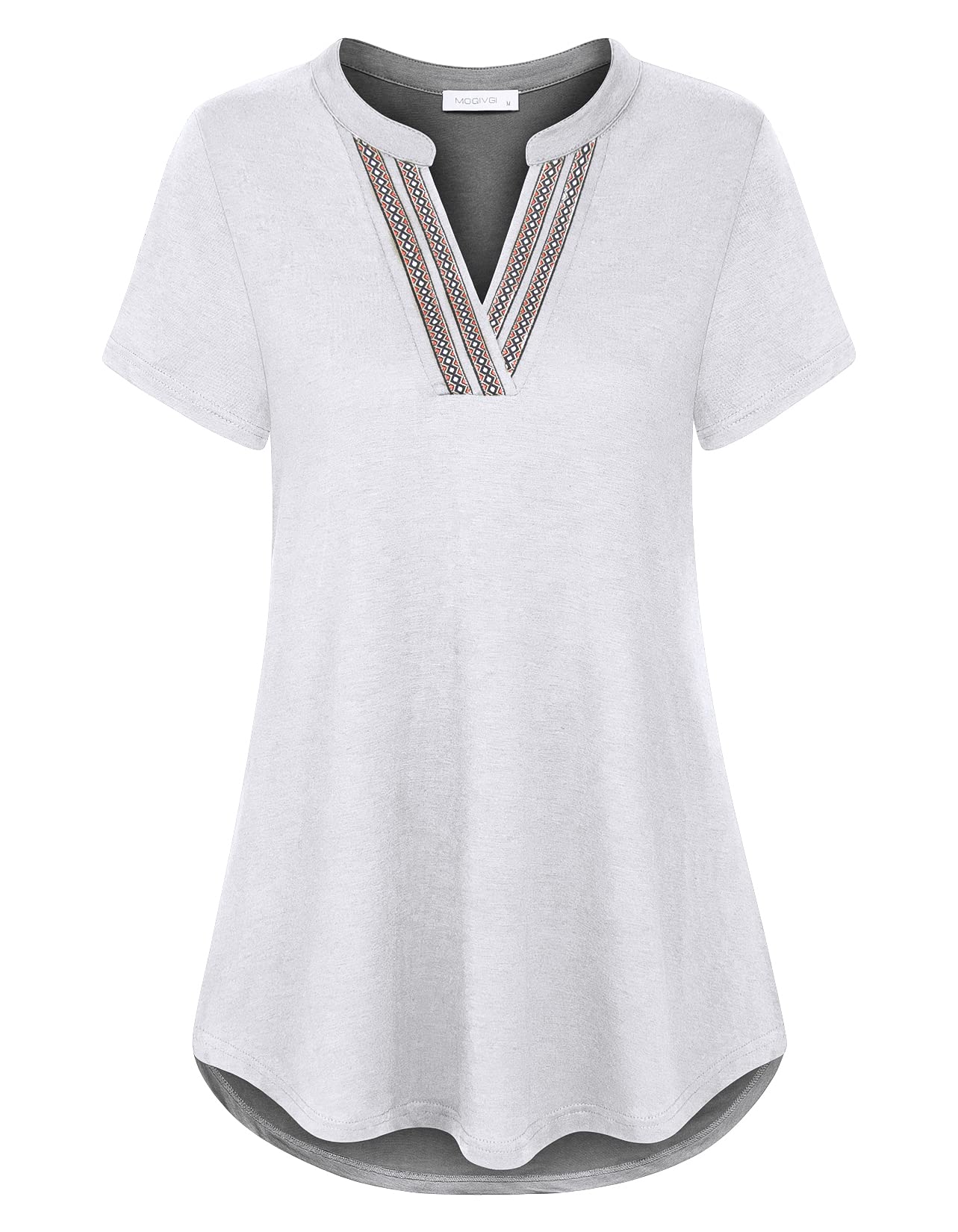 MOQIVGI Women's Short Sleeve V-Neck Tops - Trendy Casual Blouse for Summer, Work, Date & Everyday Wear
