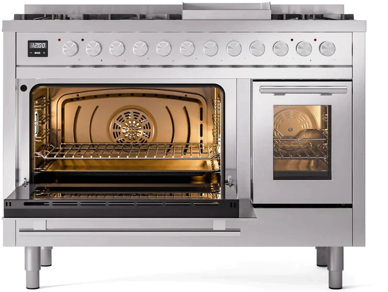 ILVE 48 Inch Professional Plus II Freestanding Dual Fuel Range with 8 Sealed Burners - UP48FWMP - Perfect for Home Chefs & Commercial Kitchens