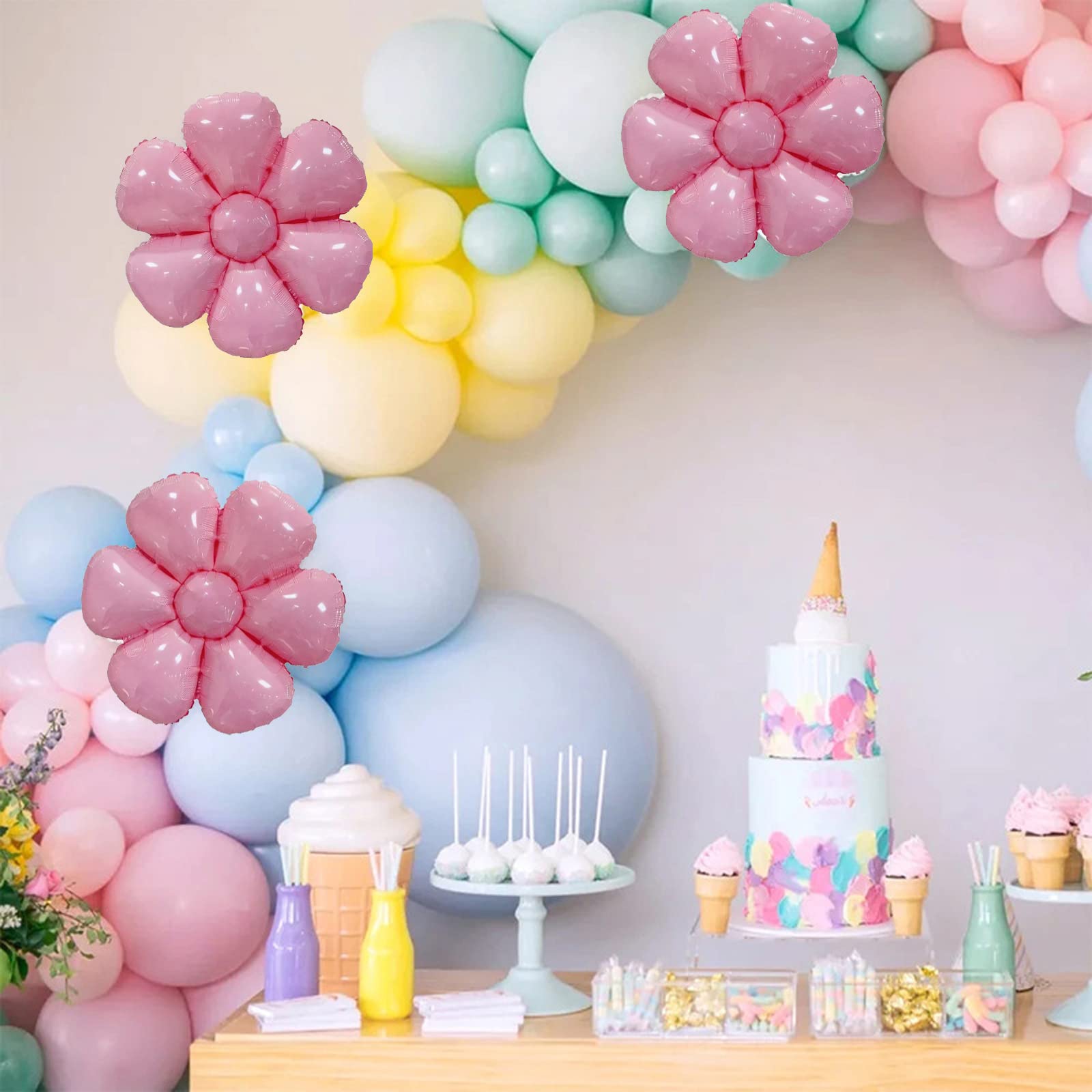 Pink Birthday Party Decorations - Flower Balloons & Party Supplies for Kids | Happy Birthday Party Decor for Home, Classroom & Baby Shower