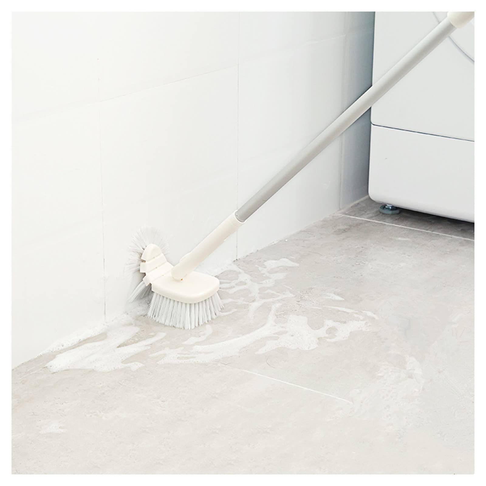 Long Handle Tub Tile Scrubber Brush - Flexible Head for Shower, Baseboard & Corners Cleaning