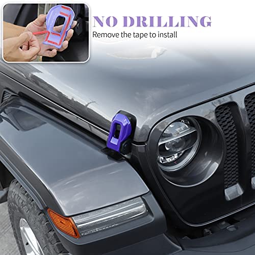 CheroCar Hood Lock Latches Cover for 2018-2021 Jeep Wrangler JL JLU & 2020-2021 Gladiator JT - Dark Purple Jeep Accessories for Off-Road Protection & Style Enhancement