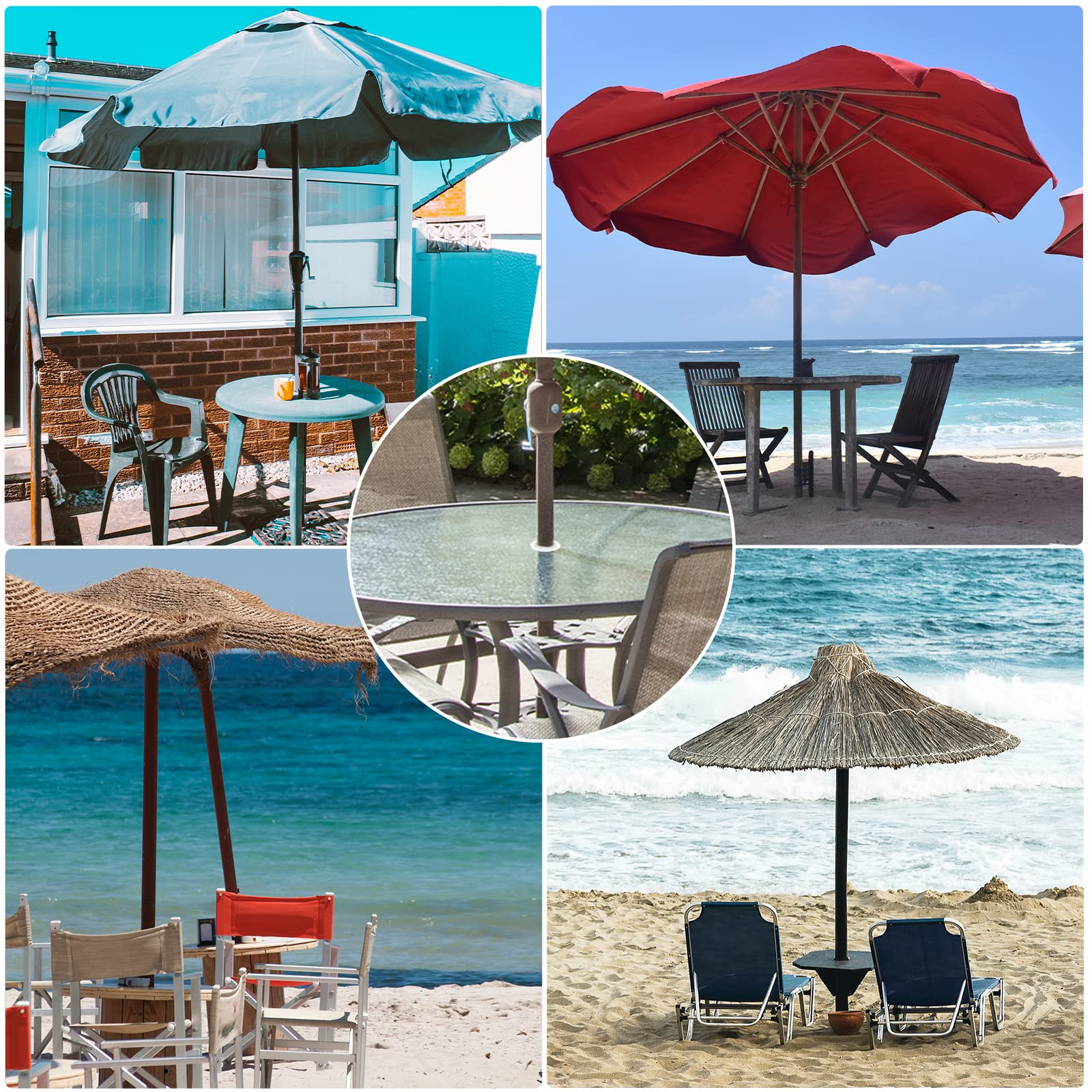 AIEX 2 Pack Silicone Umbrella Hole Rings & Wedge Plug - Soft Patio Table Umbrella Holder for Outdoor Dining, Coffee Shops, Tea Houses, Courtyards (White) - Perfect for Securing Umbrellas in Restaurants, Cafes and Backyard Gatherings