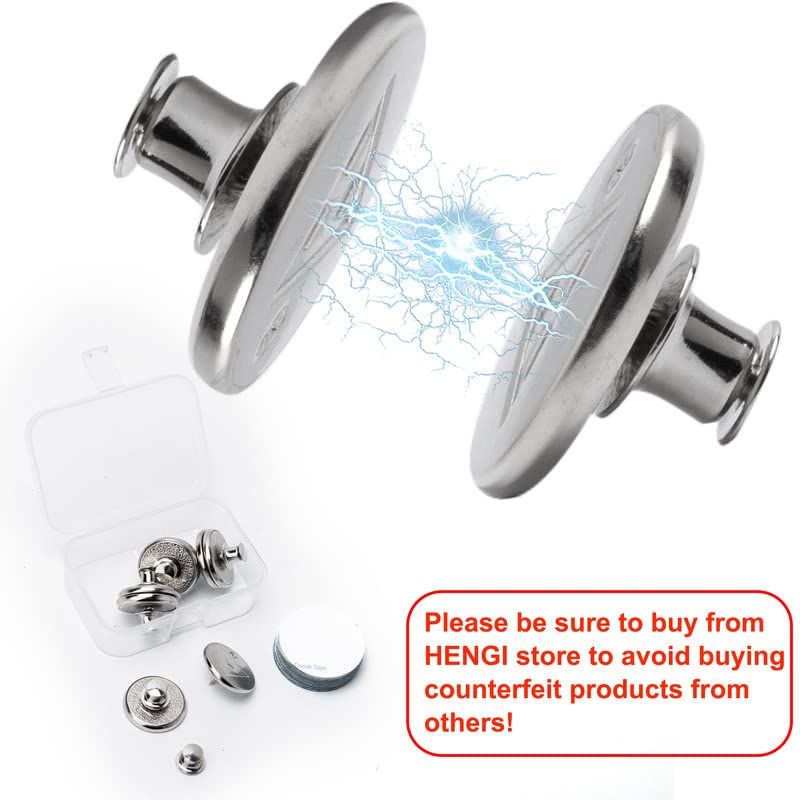 Upgraded HENGI Curtain Weight Magnets 4 Pack - Strong Magnetic Holdback Buttons with Back Tack & 16 Self-Adhesive Patches for Secure Drapery Closure - Perfect for Blackout Curtains, Room Darkening, and Privacy Protection in Bedrooms & Living Rooms