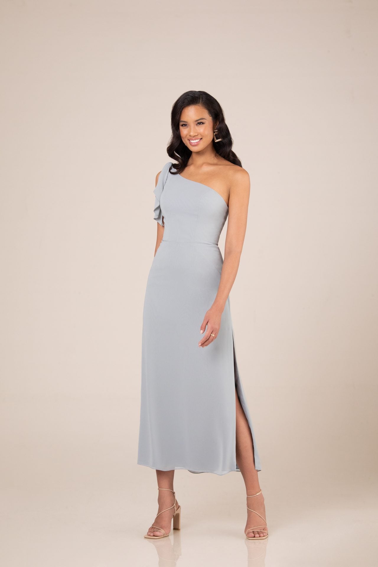Elegant Indie Tea Length Chiffon Dress - Perfect for Weddings, Parties & Special Occasions