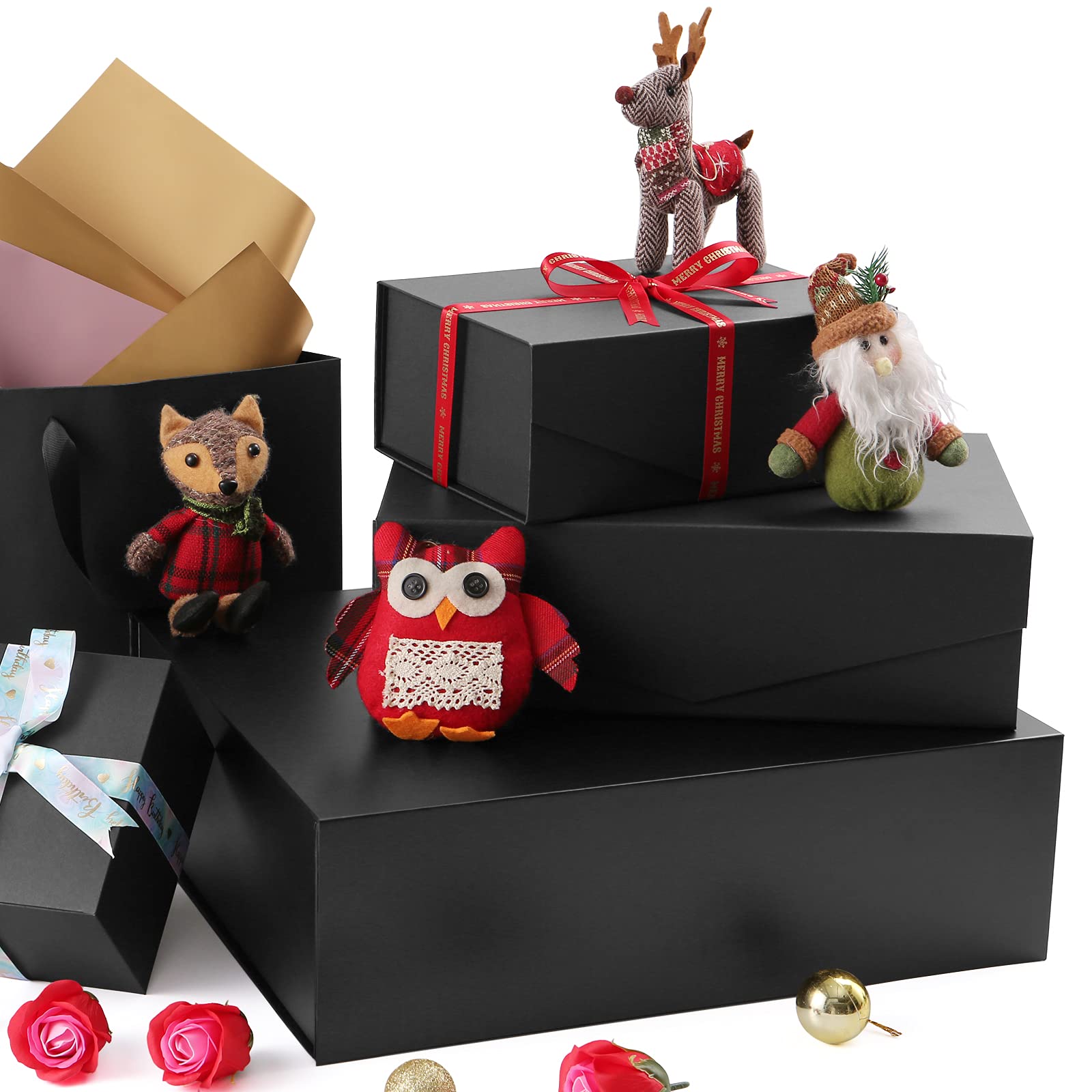 Elegant 9x6.5x3.8 Inch Black Gift Box with Magnetic Closure - Perfect for Groomsman Proposals, Mother's Day & Father's Day Gifts - Collapsible Storage Box for Jewelry, Watches & Keepsakes
