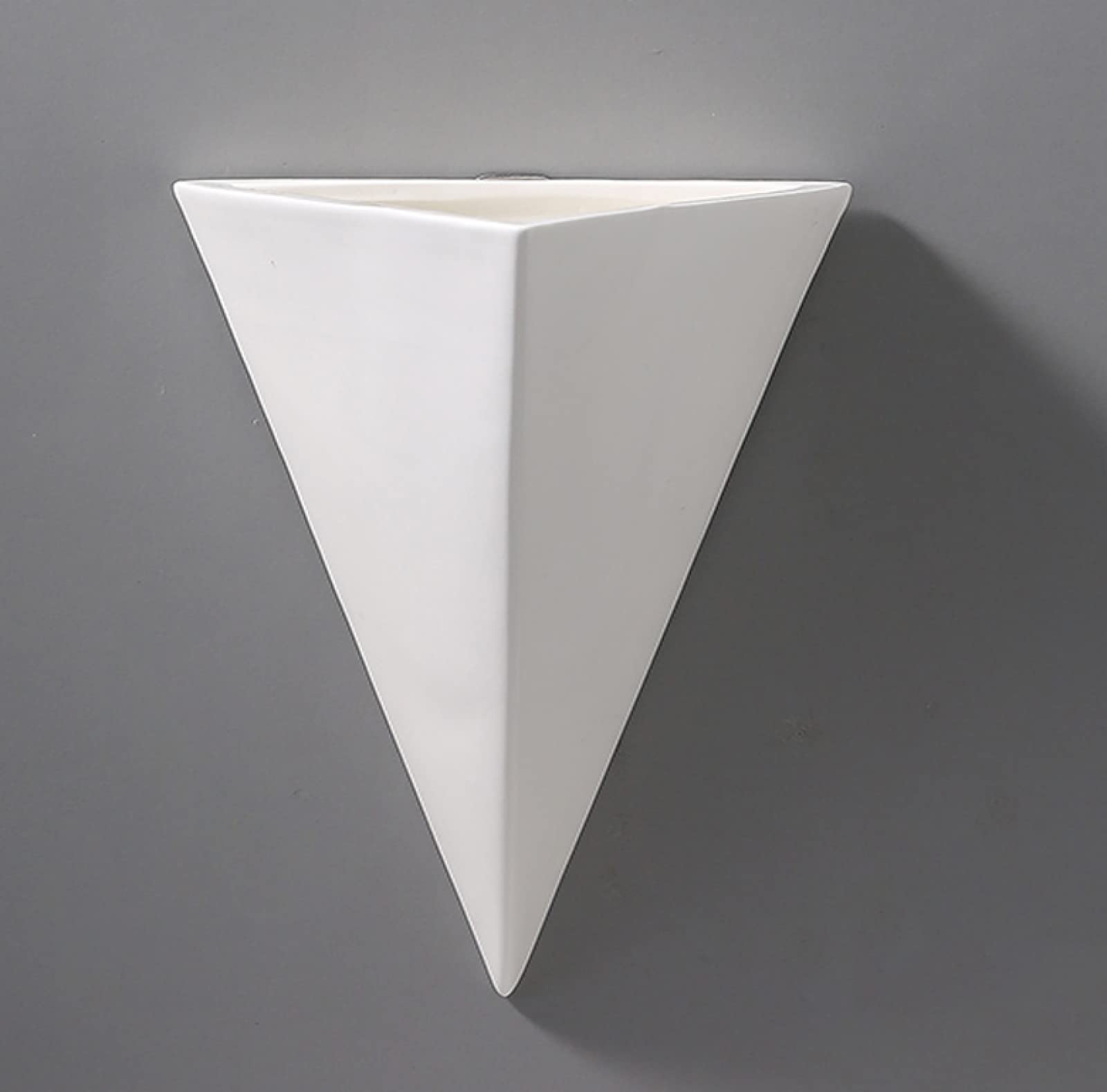 White Ceramic Triangle Wall Mounted Planter - Modern Succulent & Flower Vase for Home, Office, Bathroom Decor - Perfect for Living Room, Bedroom, Kitchen & Bathroom Wall Decor