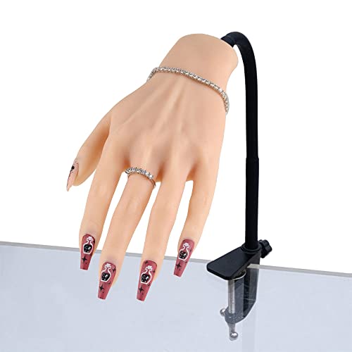 Professional Silicone Practice Hand for Acrylic Nails - Adjustable Mannequin Hand for Nail Art Training, Perfect for DIY Nails, Beginners & Salon Artists - Ideal for Home Practice, Nail School & Professional Nail Art Design