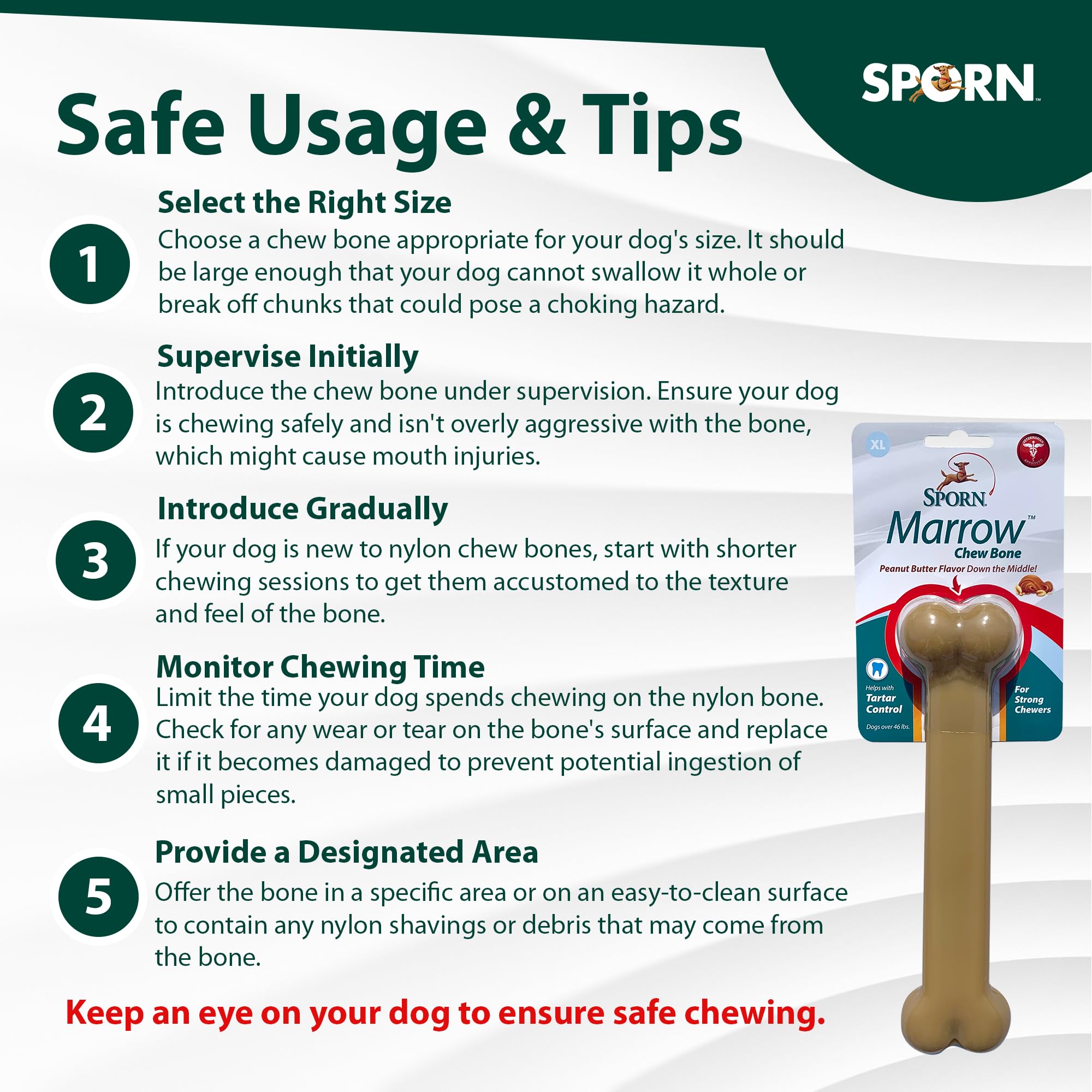 Sporn Marrow Dog Chew Bones for Aggressive Chewers - Peanut Butter Flavor, Gluten-Free & Non-Toxic Extra Large Dog Chew Toys - Perfect for XL Dogs, Long-Lasting Dental Health & Stress Relief - Great for Crate Training, Teething Puppies & Boredom Busters