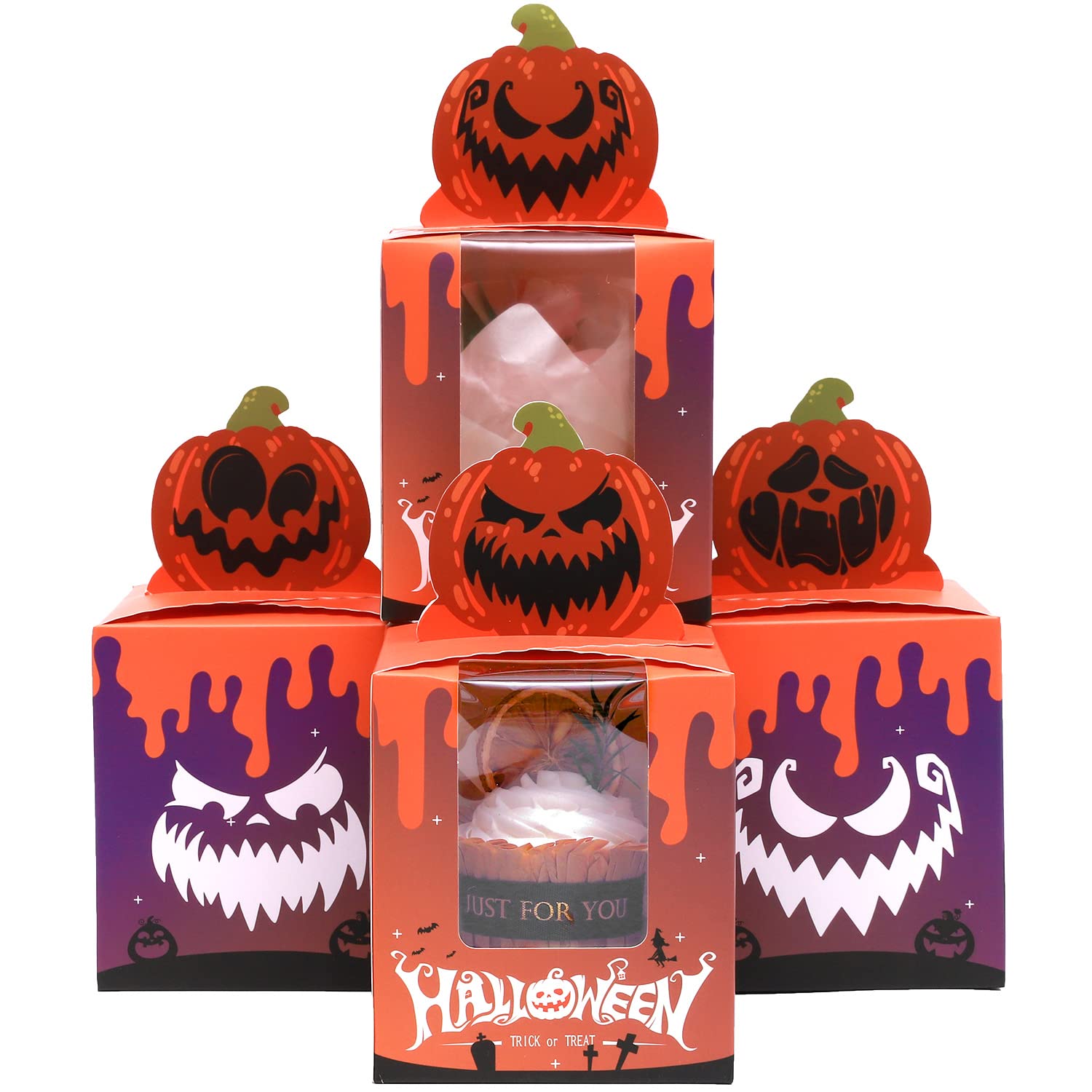 Halloween Cupcake Boxes 60pcs with Window - 3.7