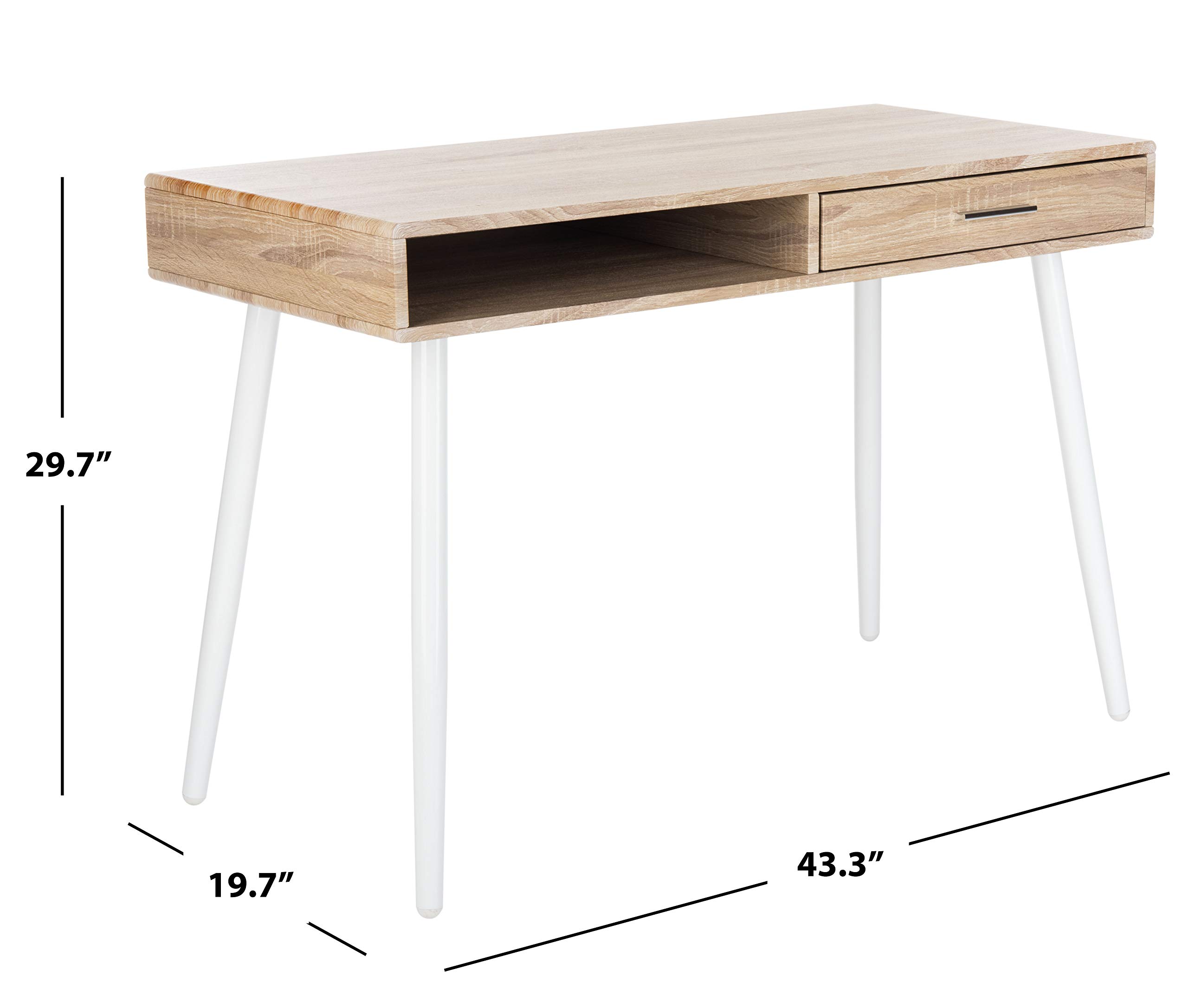 Safavieh Jorja Modern 1-Drawer Home Office Desk - Natural & White Finish, Compact Writing Desk for Small Spaces, Home Office, Study Room & Dormitory