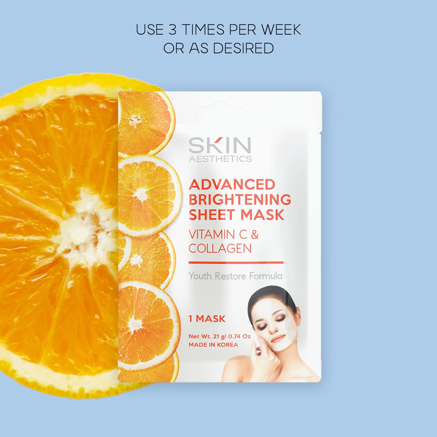 Vitamin C & Collagen Sheet Face Mask - Anti-Aging Wrinkle Reduction, Brightening & Hydrating Korean Skincare - Dermatologist Tested, Cruelty-Free Clean Beauty (5 Pack) | Perfect for Daily Skincare Routine, Spa Day & Travel Essentials